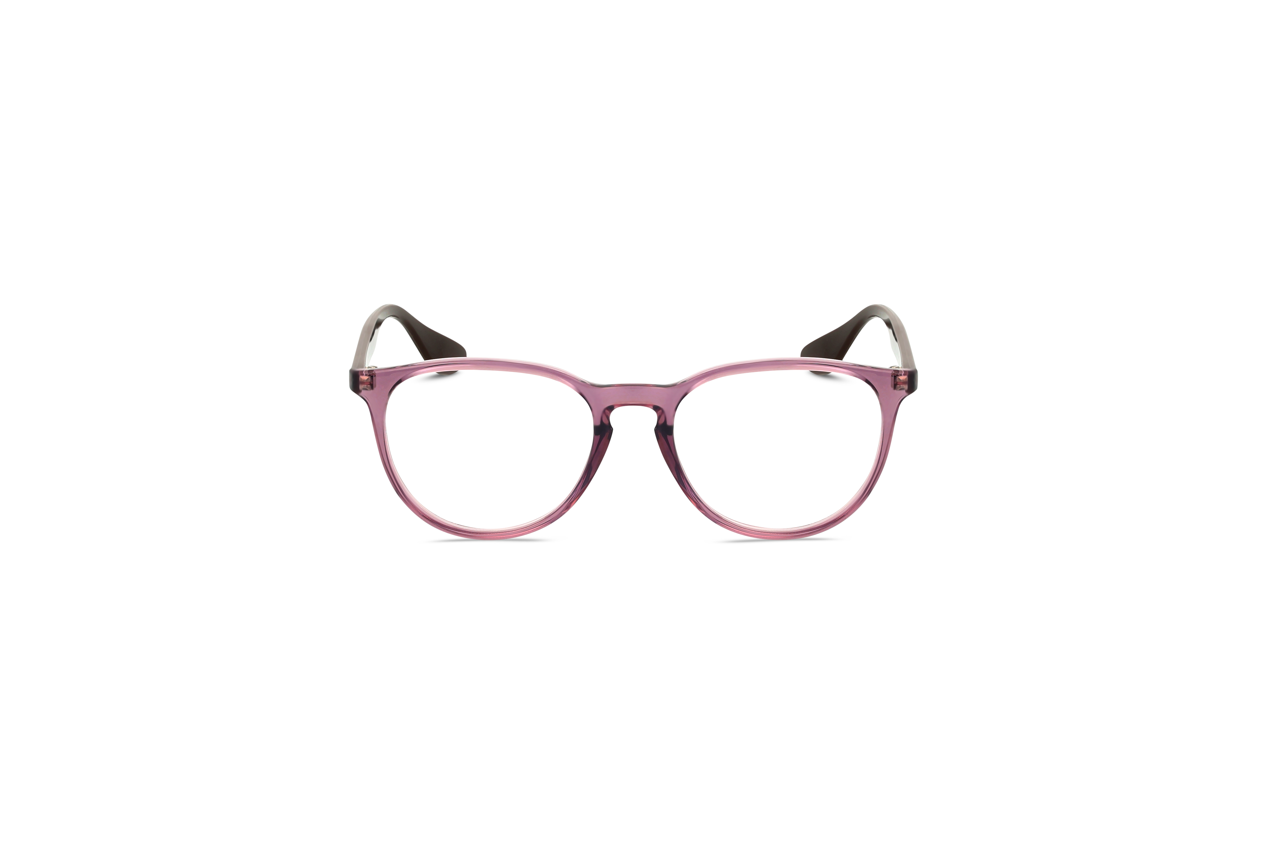 Die Brille Ray-Ban RX7046 in Transparent auf weißem Hintergrund in Frontalansicht.