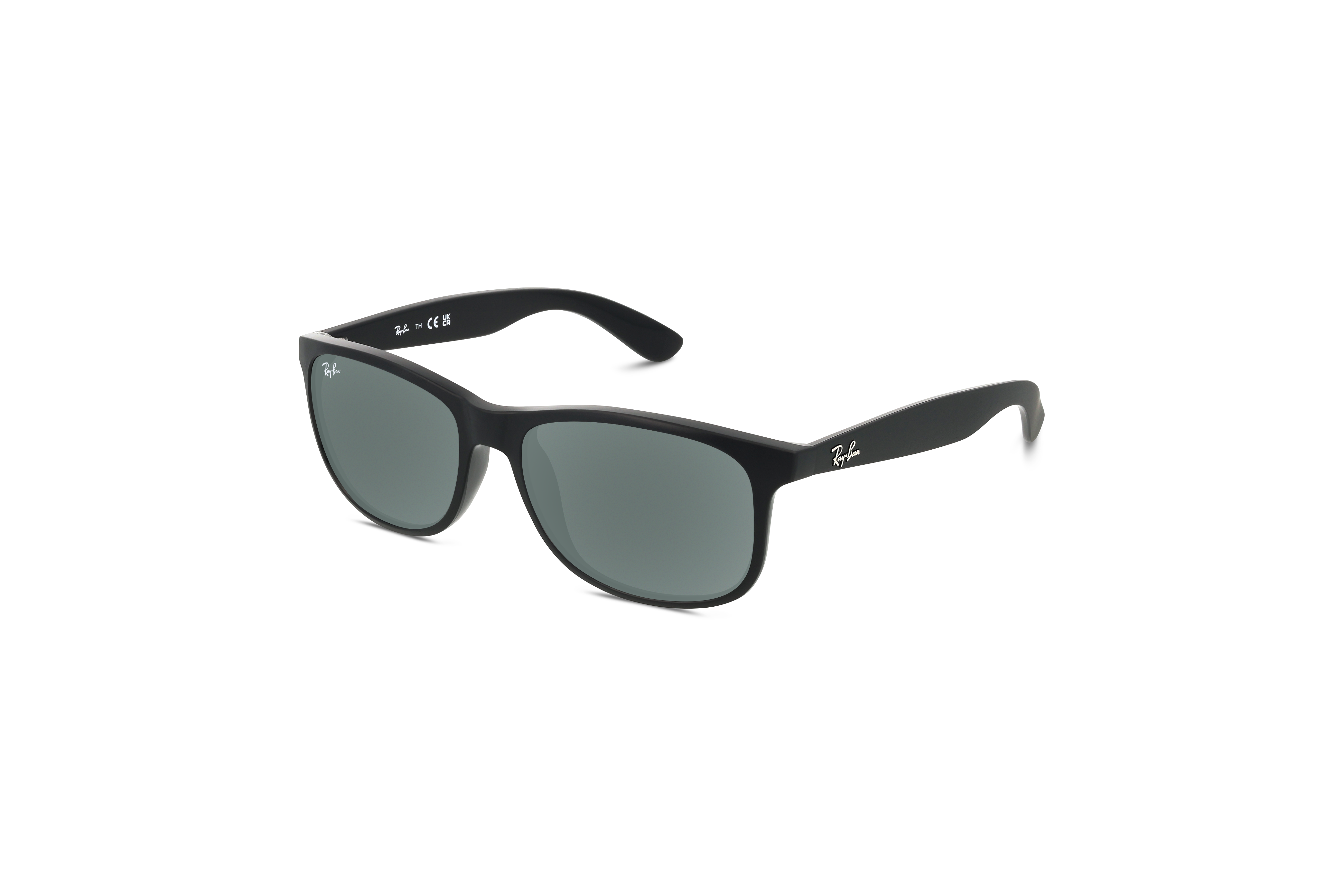 45° Ansicht der Sonnenbrille Ray-Ban RB4202 in Schwarz auf weißem Hintergrund.