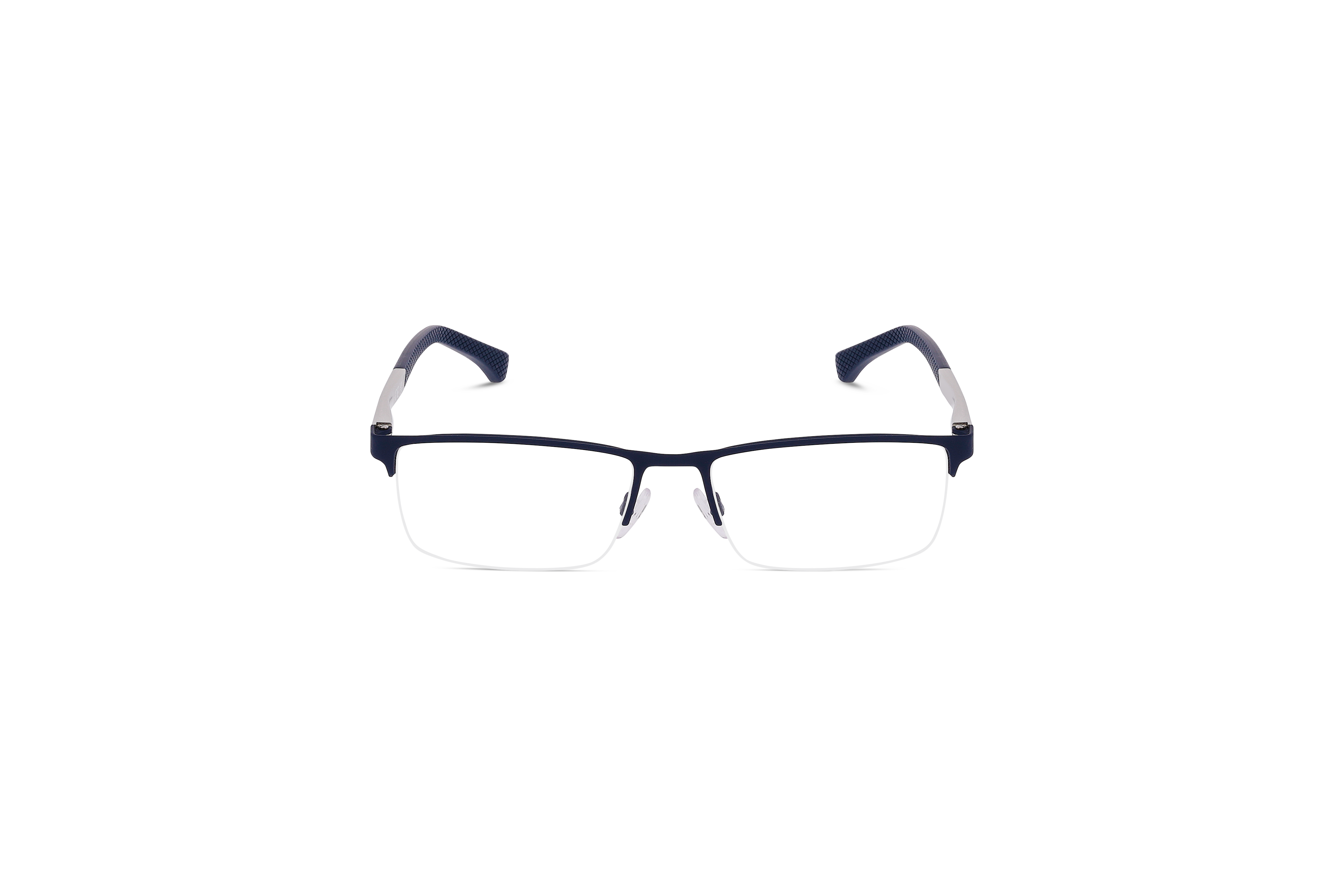 Die Brille Emporio Armani EA1041 in Blau auf weißem Hintergrund in Frontalansicht.