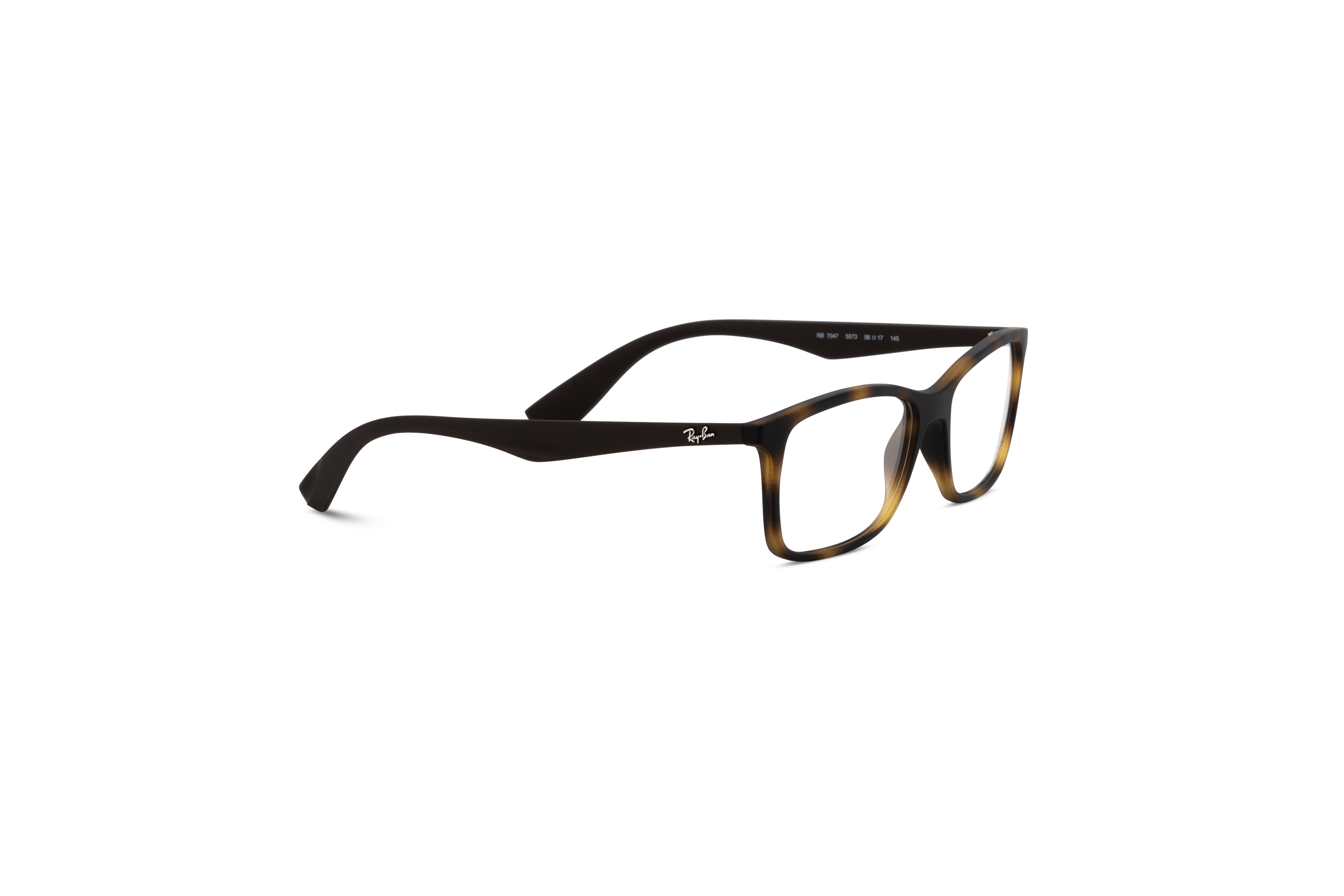 Die Brille Ray-Ban RX7047 in Havanna mit Seitenansicht.