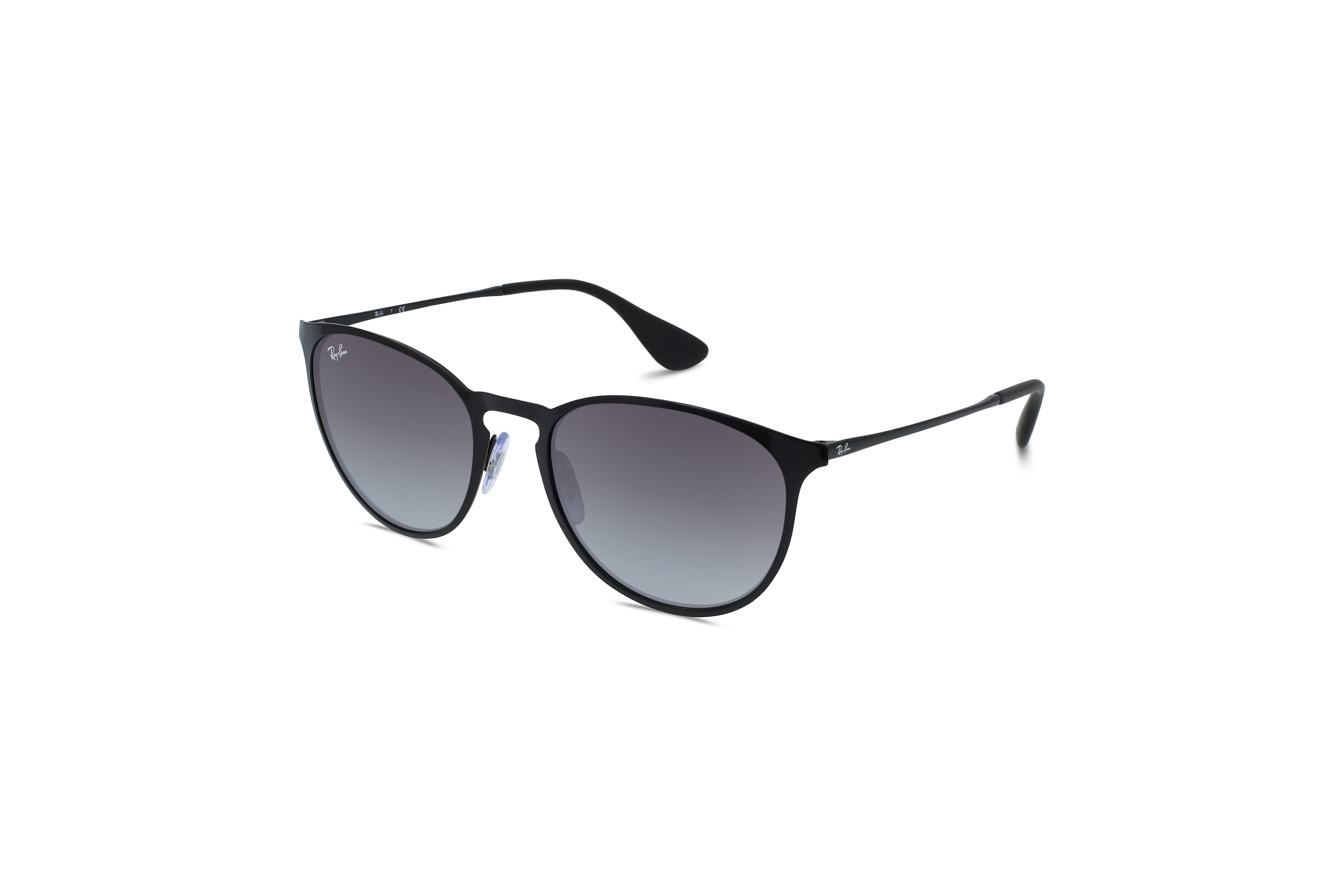 45° Ansicht der Sonnenbrille Ray-Ban RB3539 in Schwarz auf weißem Hintergrund.