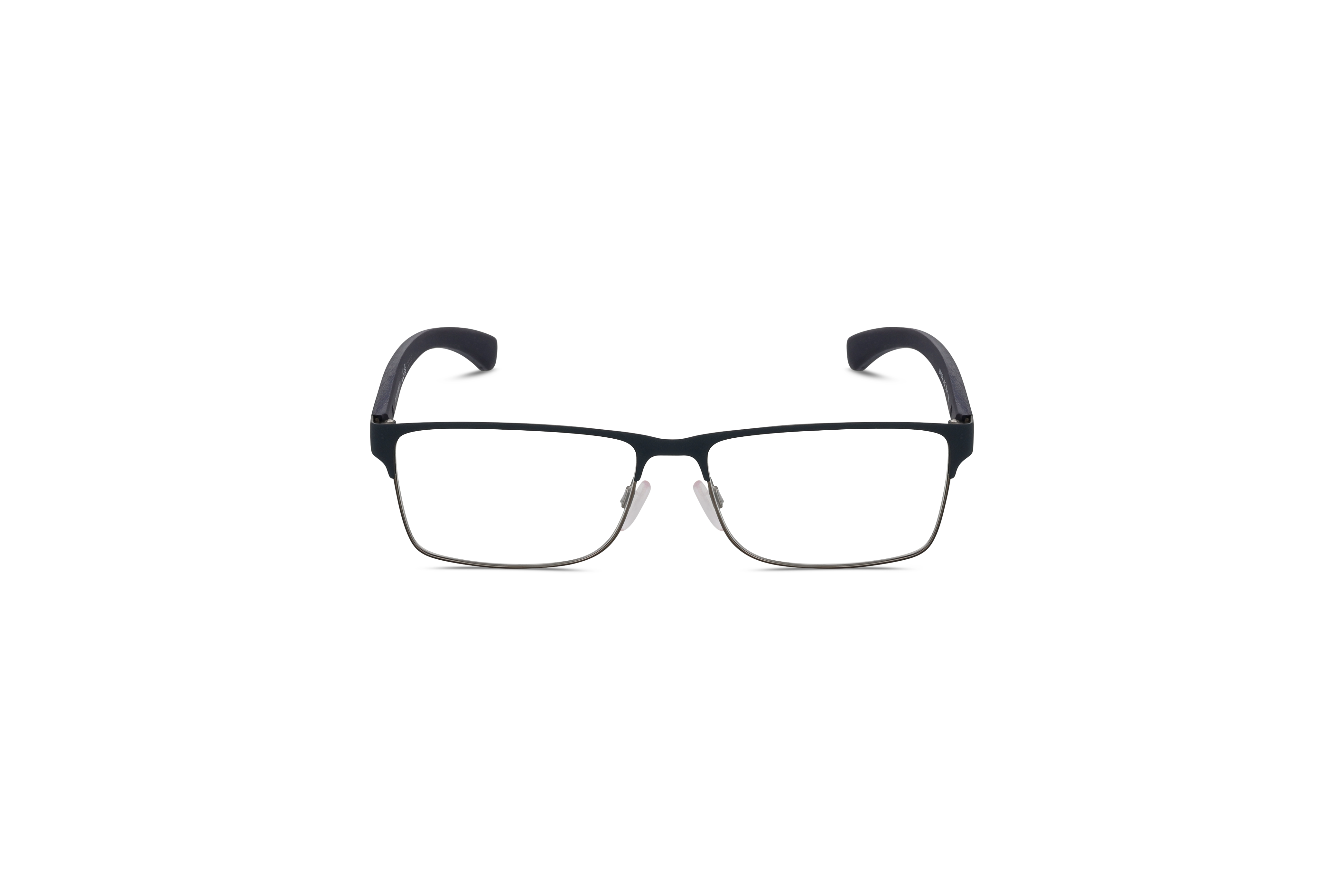 Die Brille Emporio Armani EA1052 in Blau auf weißem Hintergrund in Frontalansicht.