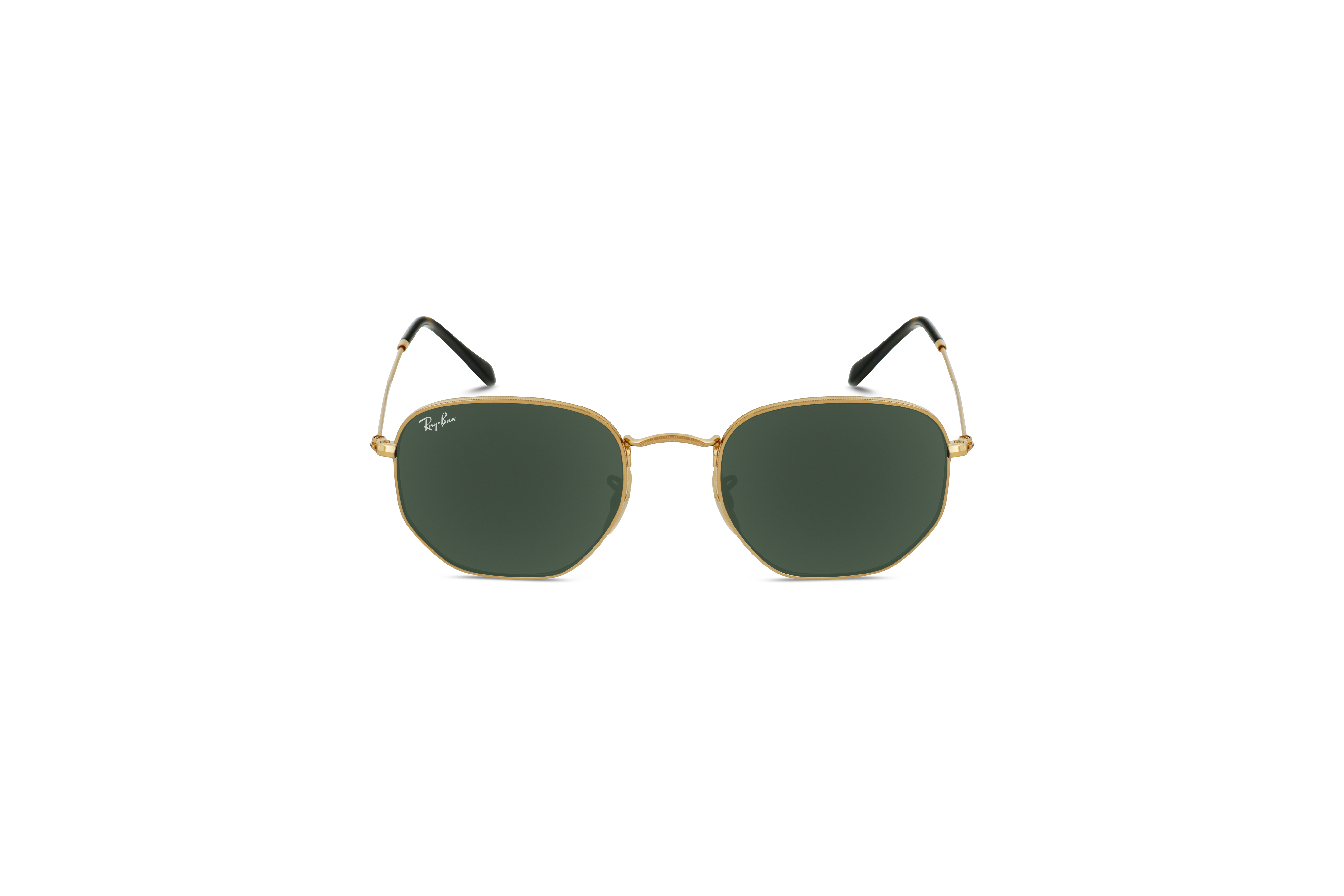 Die Sonnenbrille Ray-Ban RB3548N in Gold auf weißem Hintergrund in Frontalansicht.