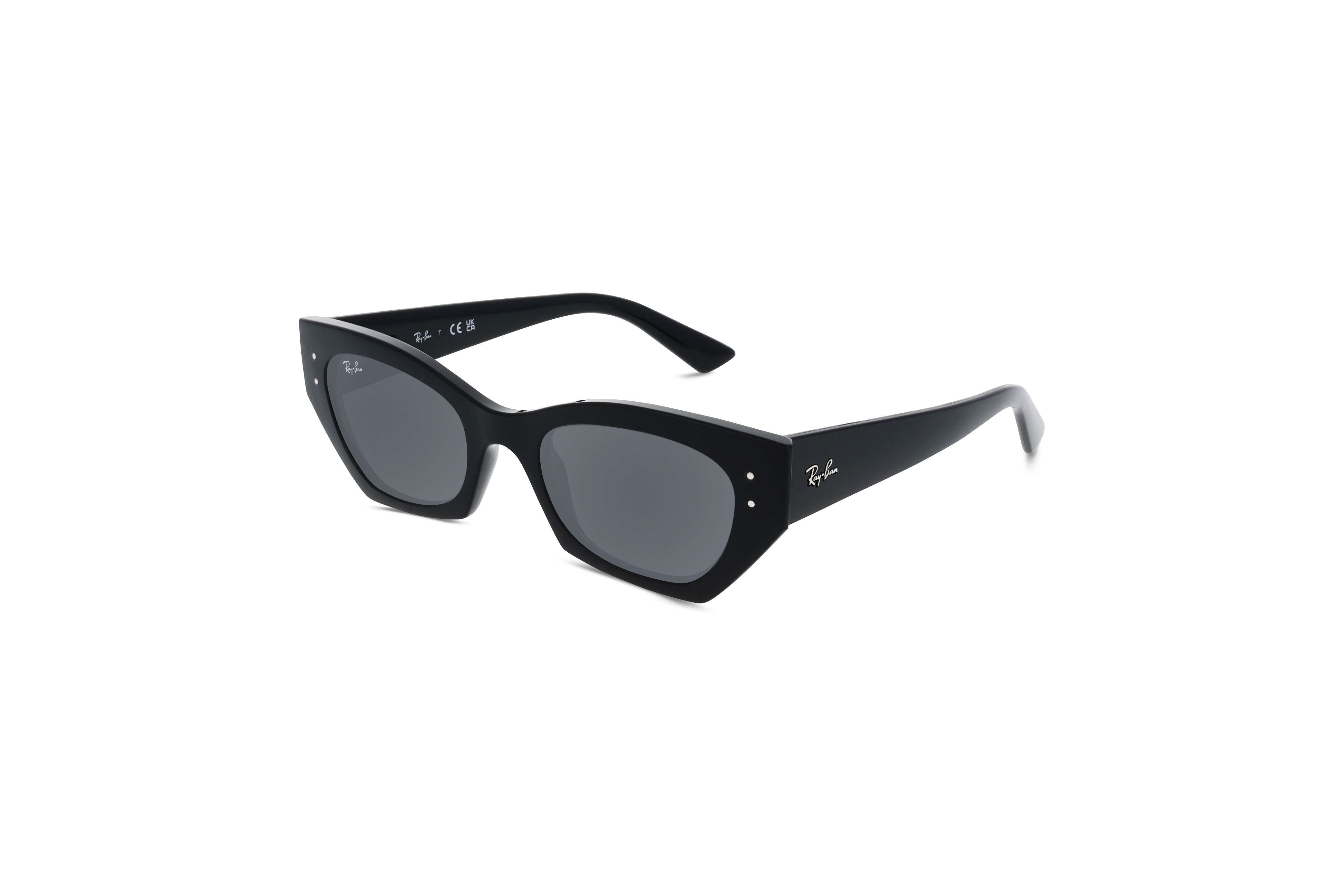 45° Ansicht der Sonnenbrille Ray-Ban RB4430 in Schwarz auf weißem Hintergrund.
