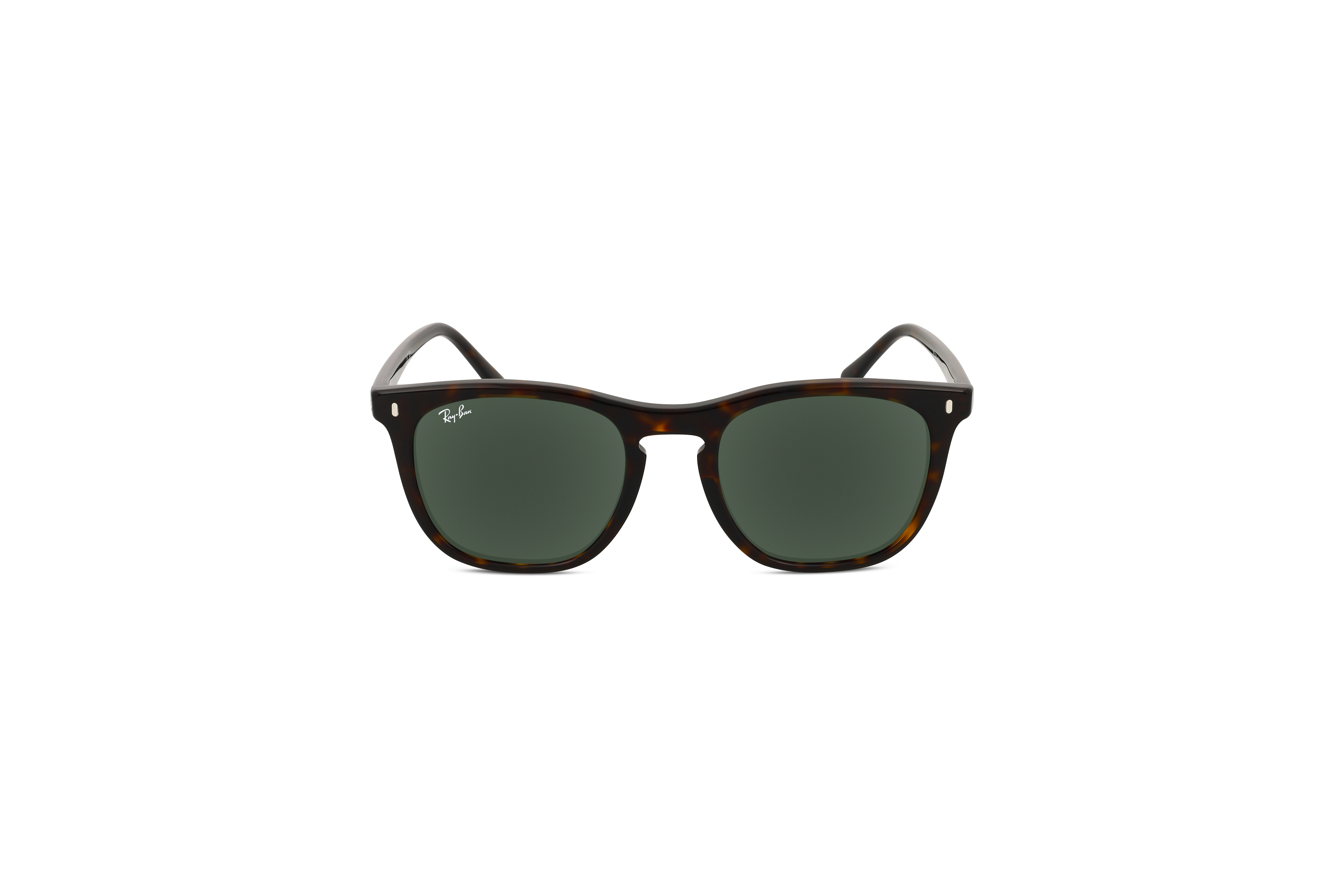Die Sonnenbrille Ray-Ban RB2210 in Braun auf weißem Hintergrund in Frontalansicht.