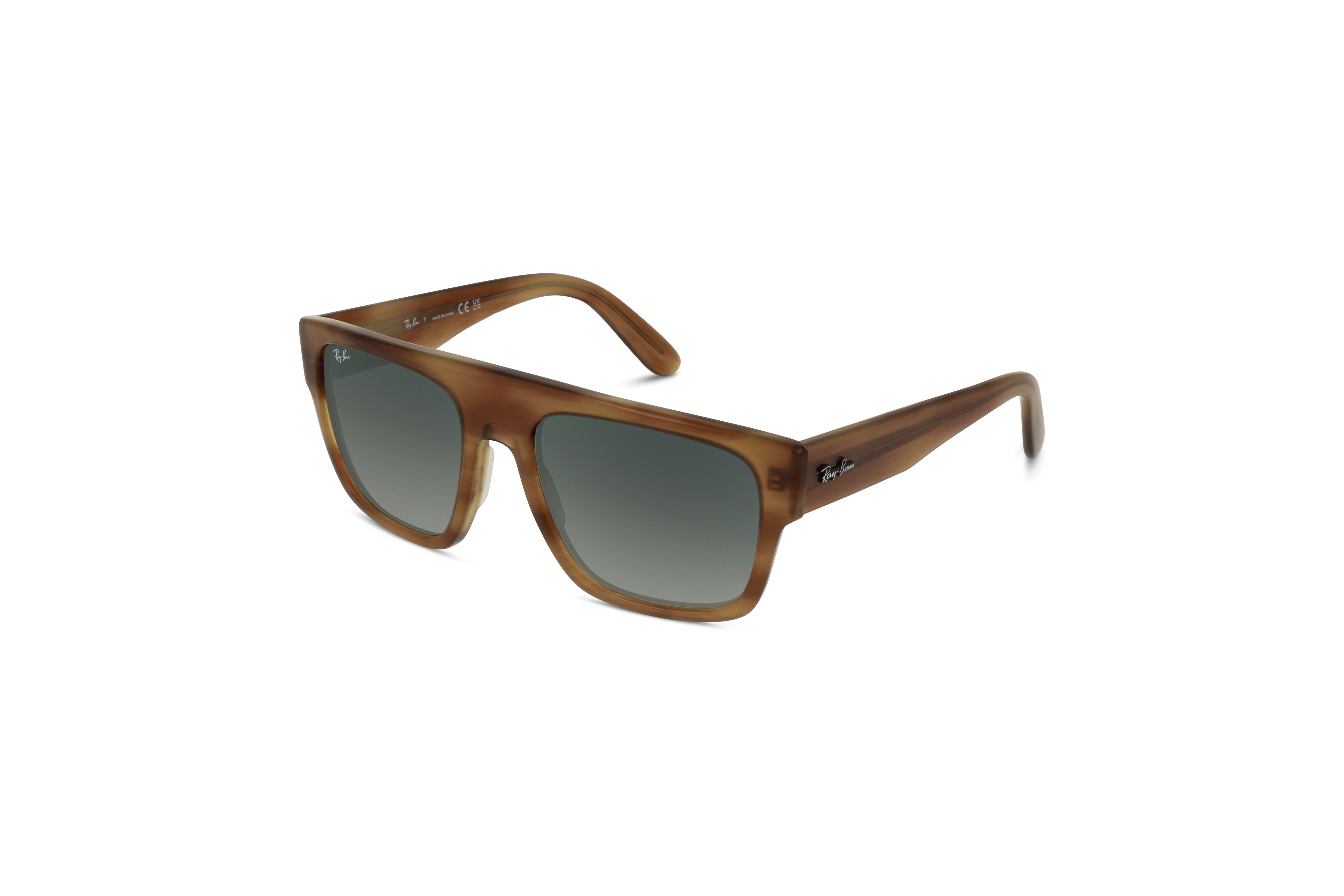 45° Ansicht der Sonnenbrille Ray-Ban RB0360S in Braun auf weißem Hintergrund.