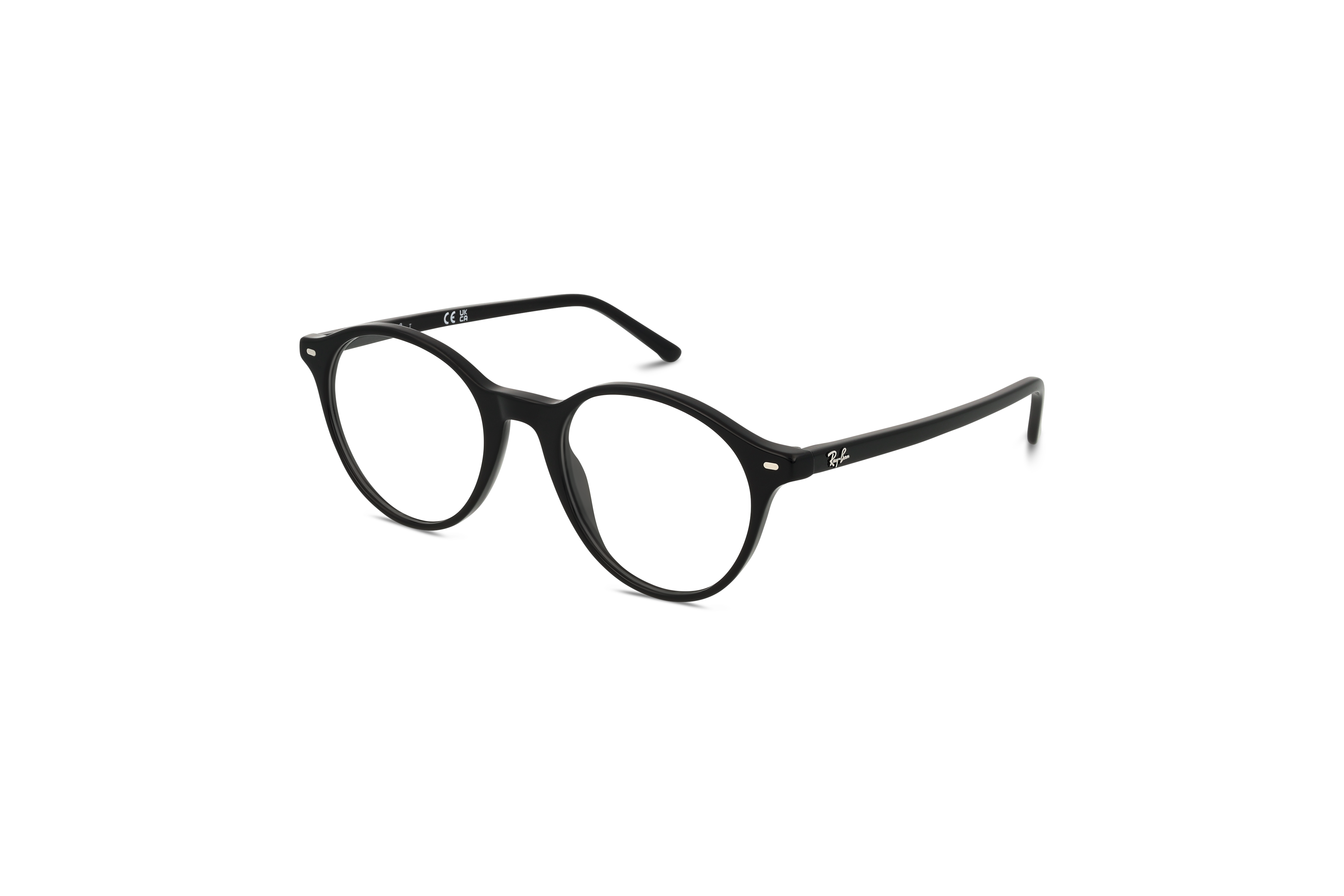45° Ansicht der Brille Ray-Ban RX5430 in Schwarz auf weißem Hintergrund.