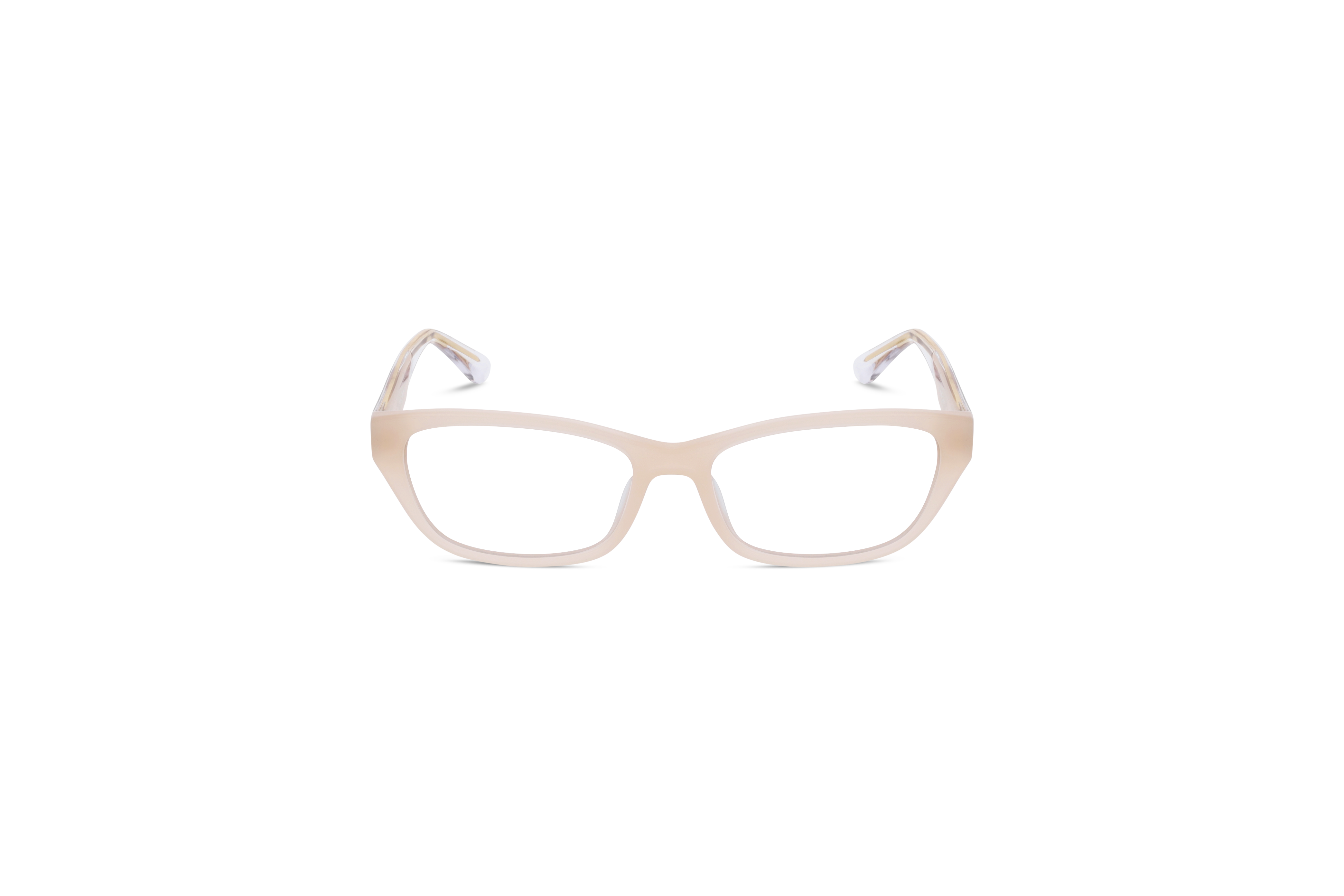 Die Brille Emporio Armani EA3238U in Pink auf weißem Hintergrund in Frontalansicht.