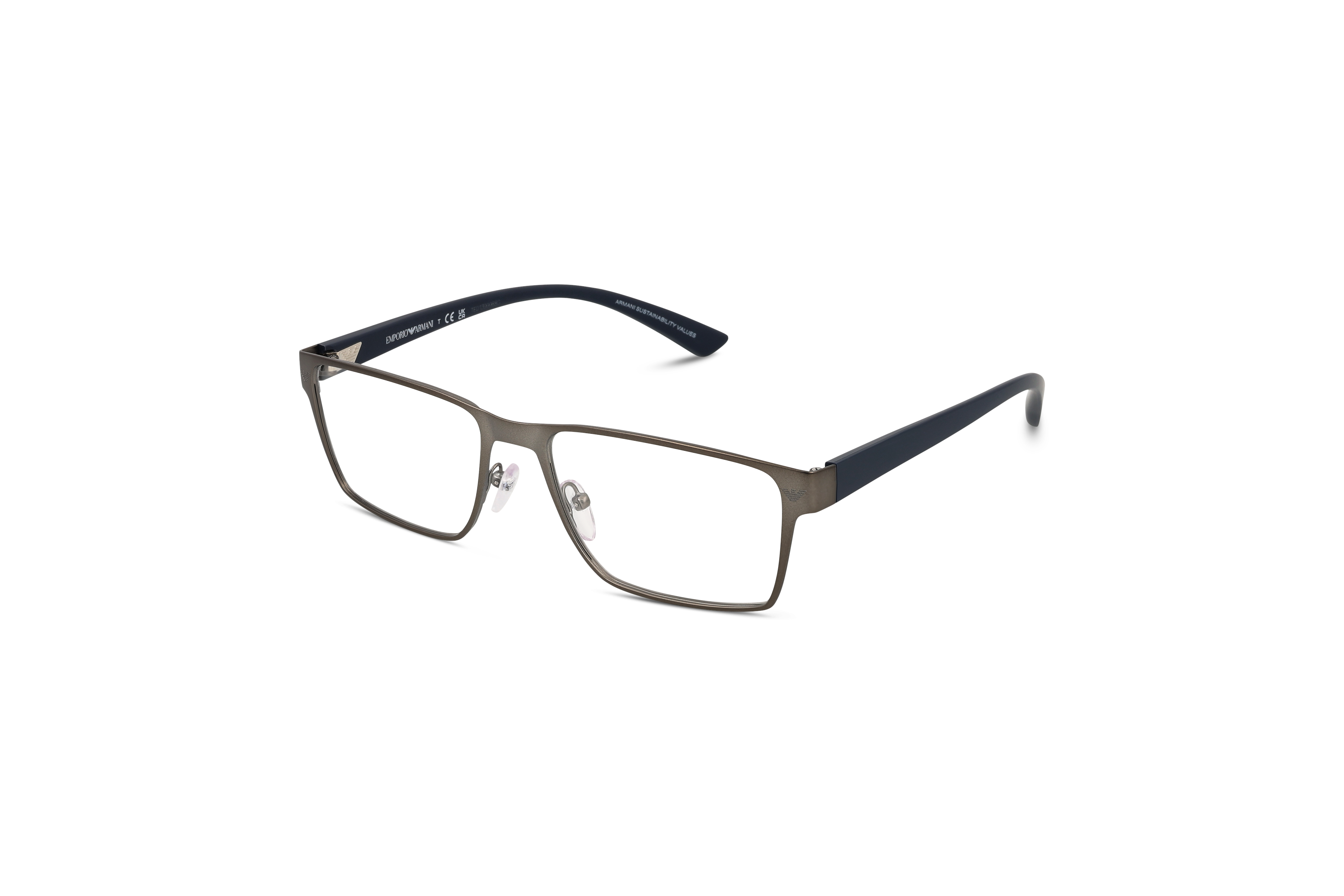 45° Ansicht der Brille Emporio Armani EA1157 in Metallisch auf weißem Hintergrund.