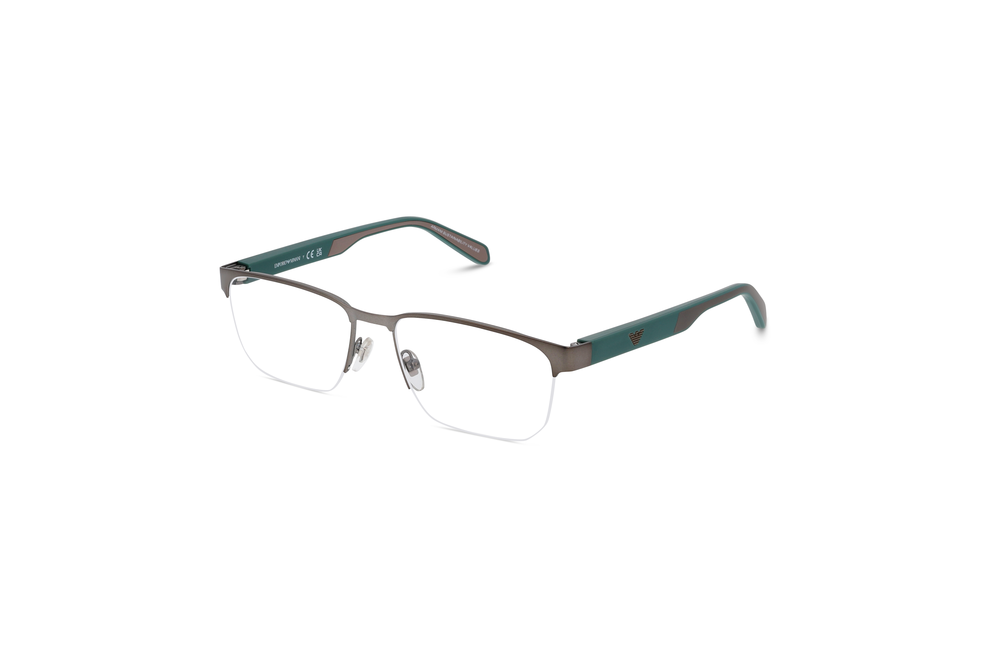 45° Ansicht der Brille Emporio Armani EA1162 in Metallisch auf weißem Hintergrund.