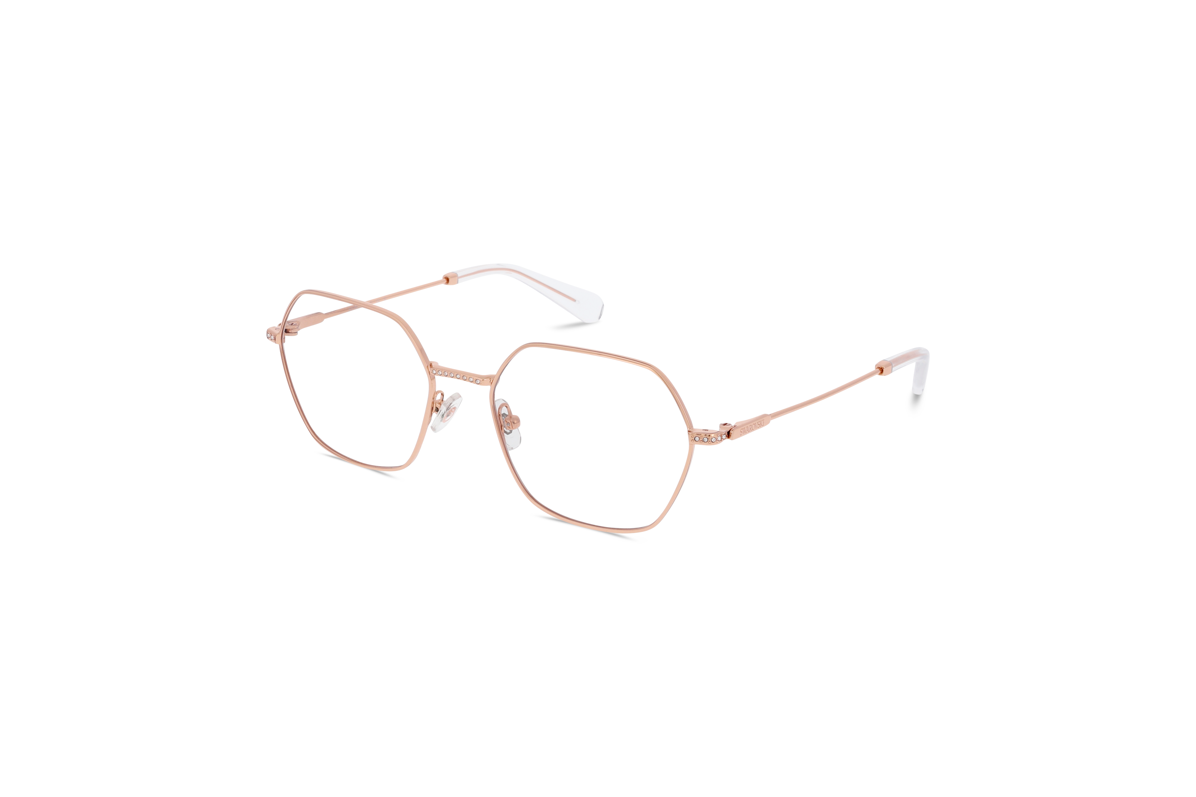 45° Ansicht der Brille Swarovski SK1011 in Gold auf weißem Hintergrund.