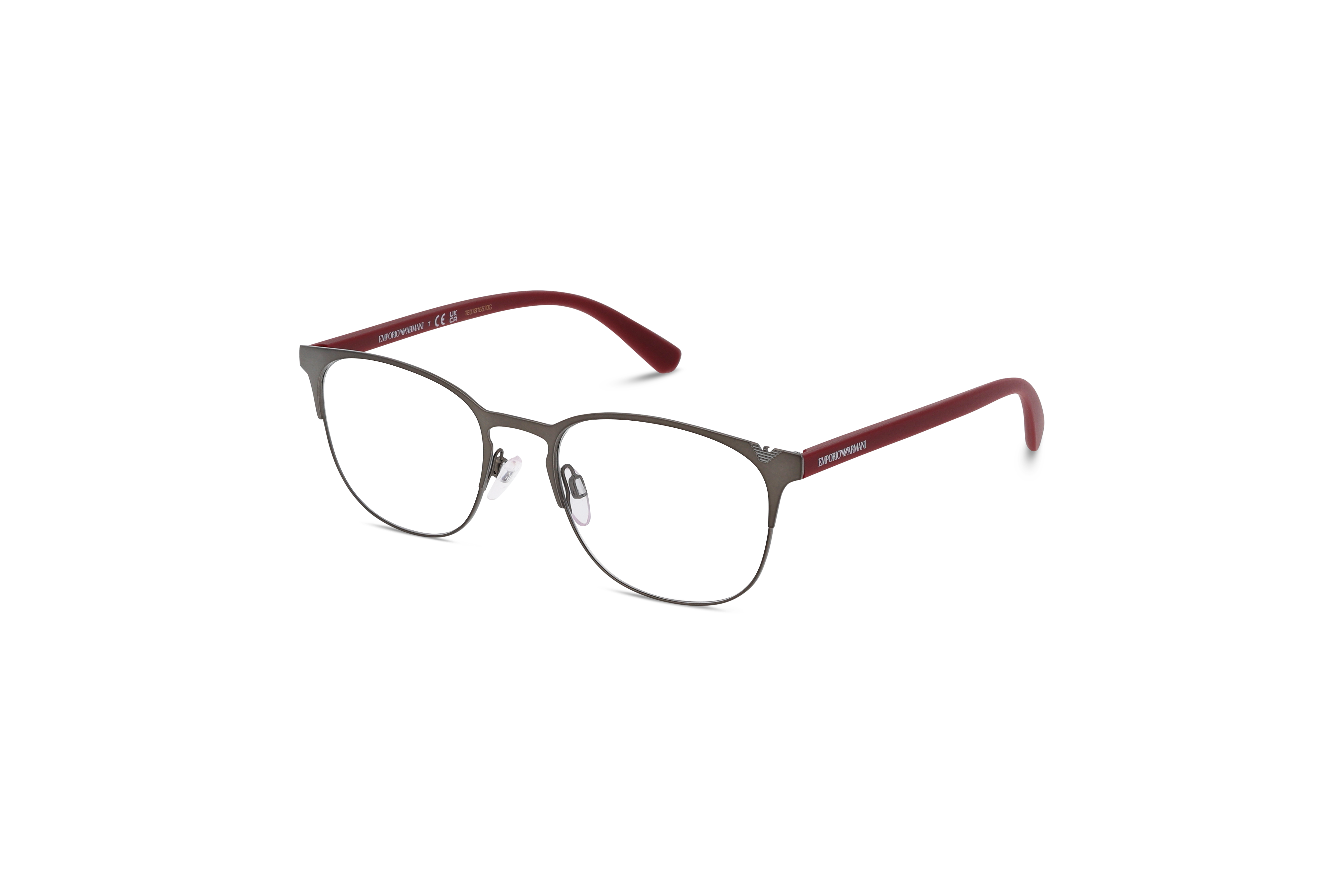 45° Ansicht der Brille Emporio Armani EA1059 in Metallisch auf weißem Hintergrund.