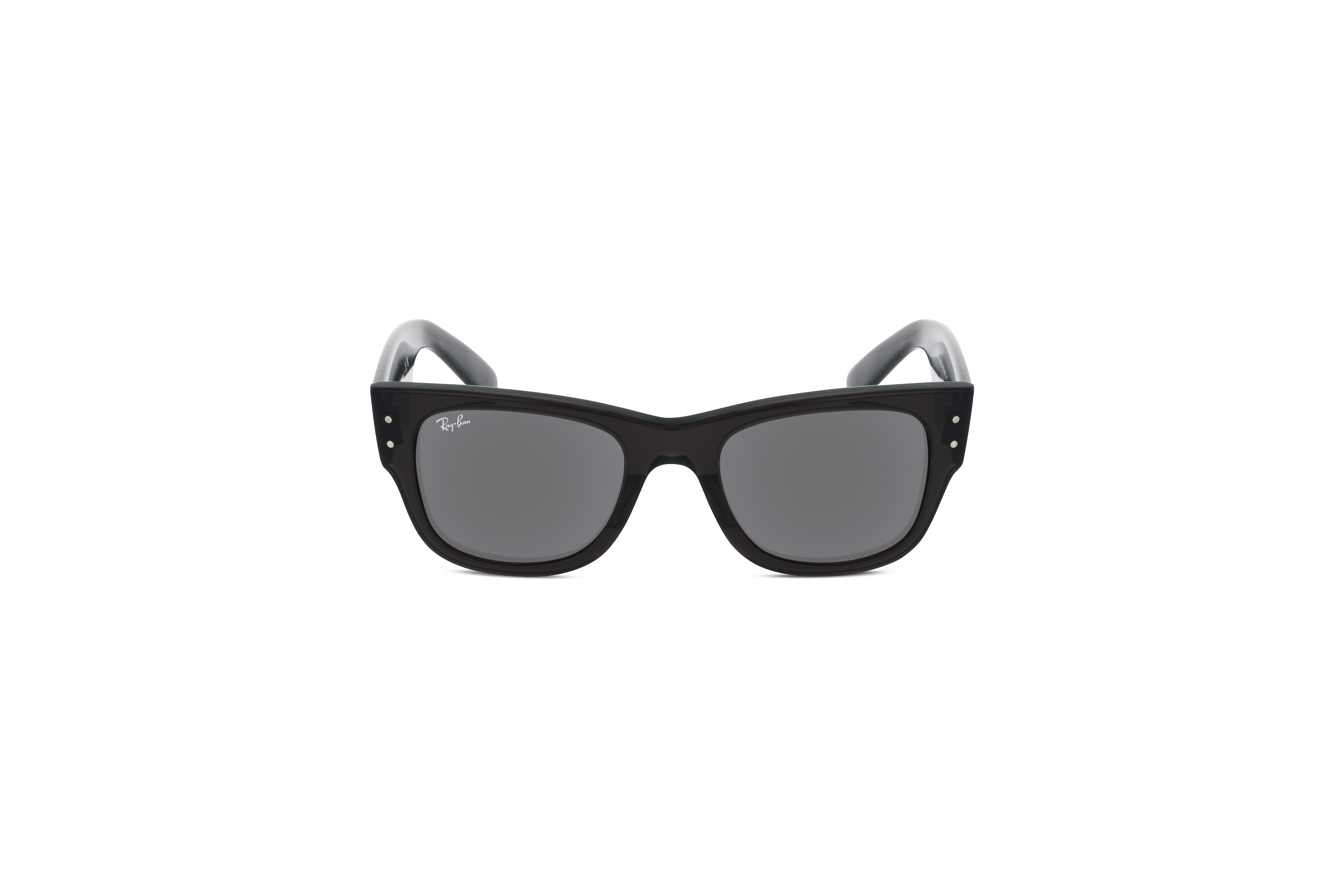 Die Sonnenbrille Ray-Ban RB0840S in Schwarz auf weißem Hintergrund in Frontalansicht.