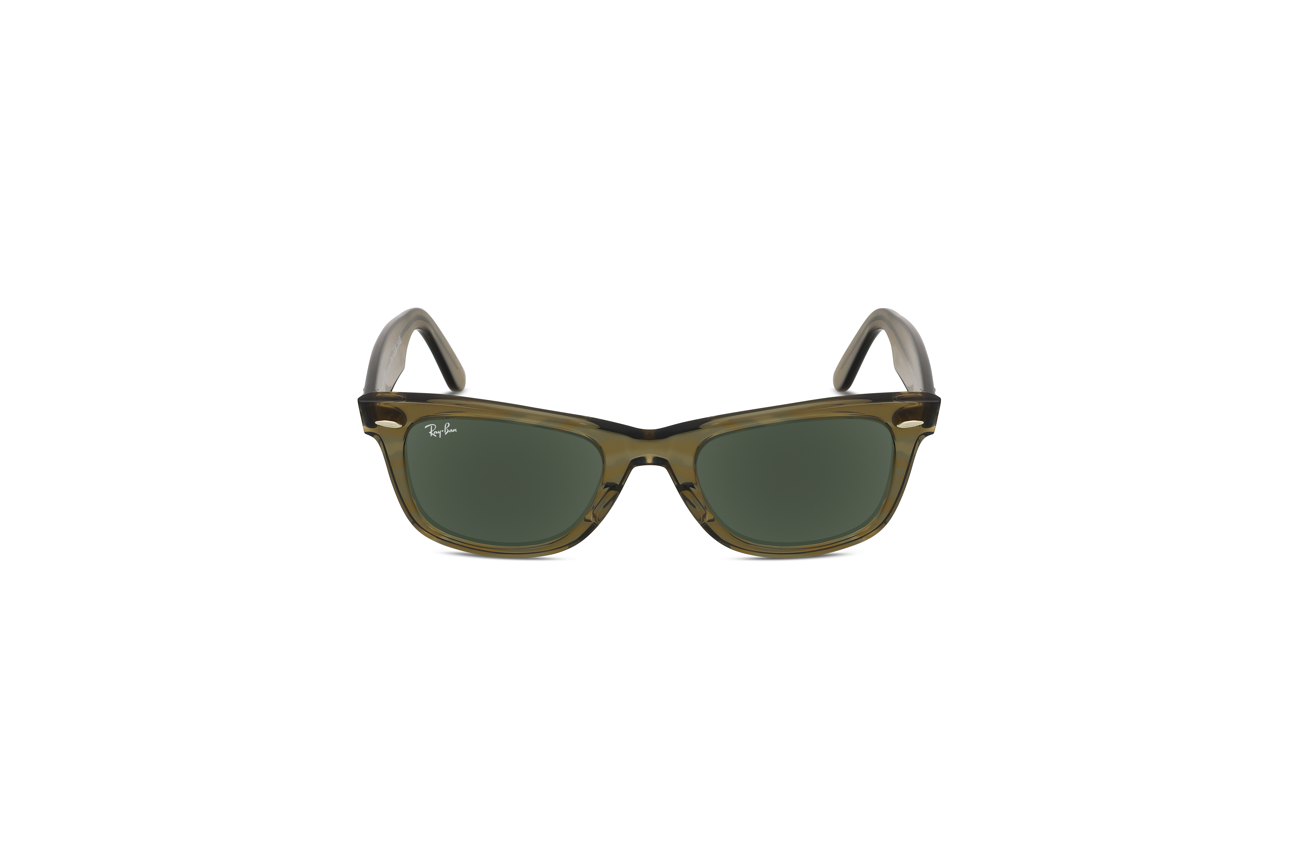 Die Sonnenbrille Ray-Ban RB2140 in Transparent auf weißem Hintergrund in Frontalansicht.