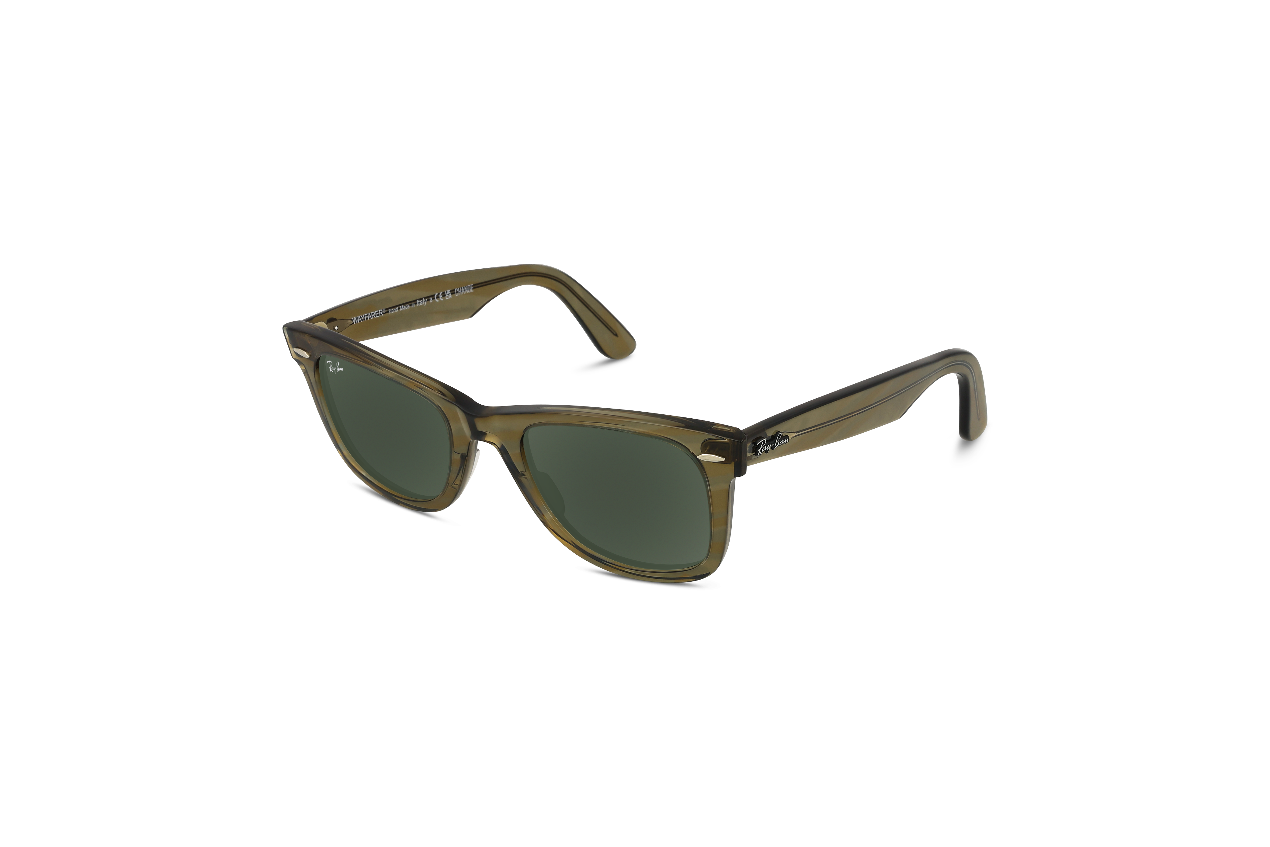 45° Ansicht der Sonnenbrille Ray-Ban RB2140 in Transparent auf weißem Hintergrund.