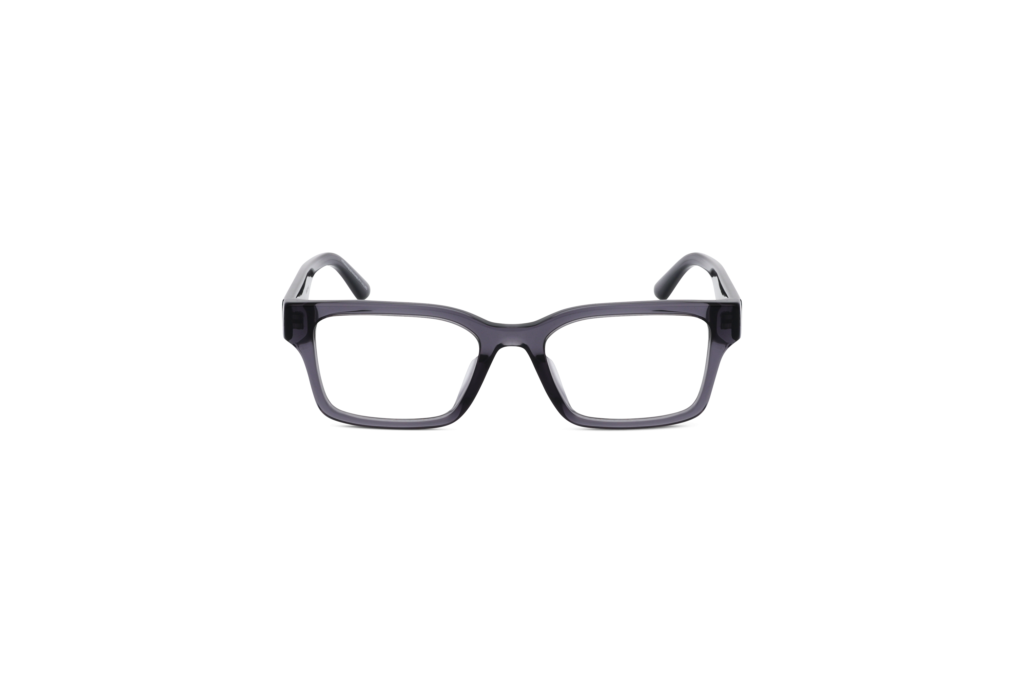 Die Brille Emporio Armani EA3245U in Grau auf weißem Hintergrund in Frontalansicht.