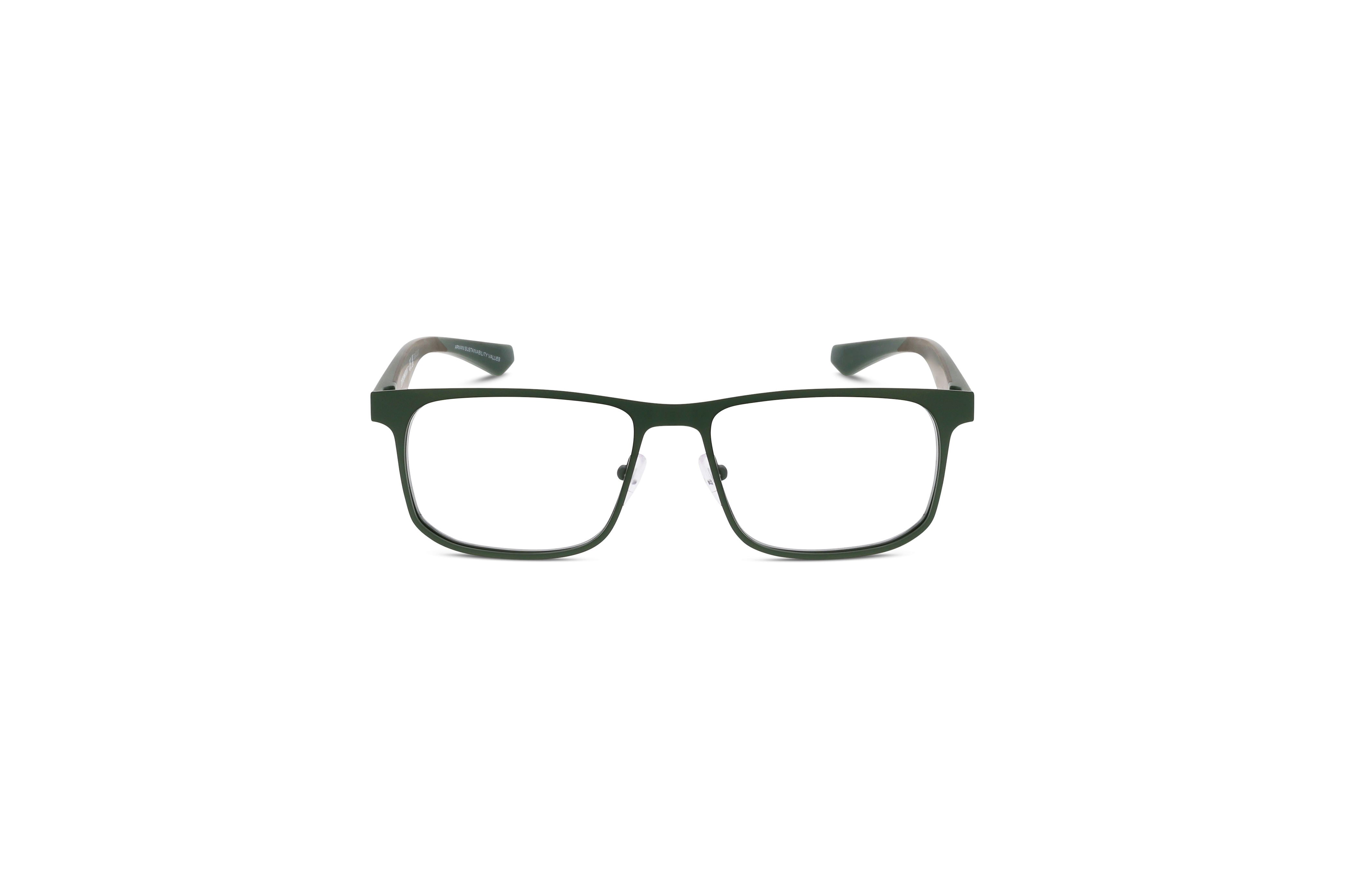 Die Brille Emporio Armani EA1163 in Grün auf weißem Hintergrund in Frontalansicht.