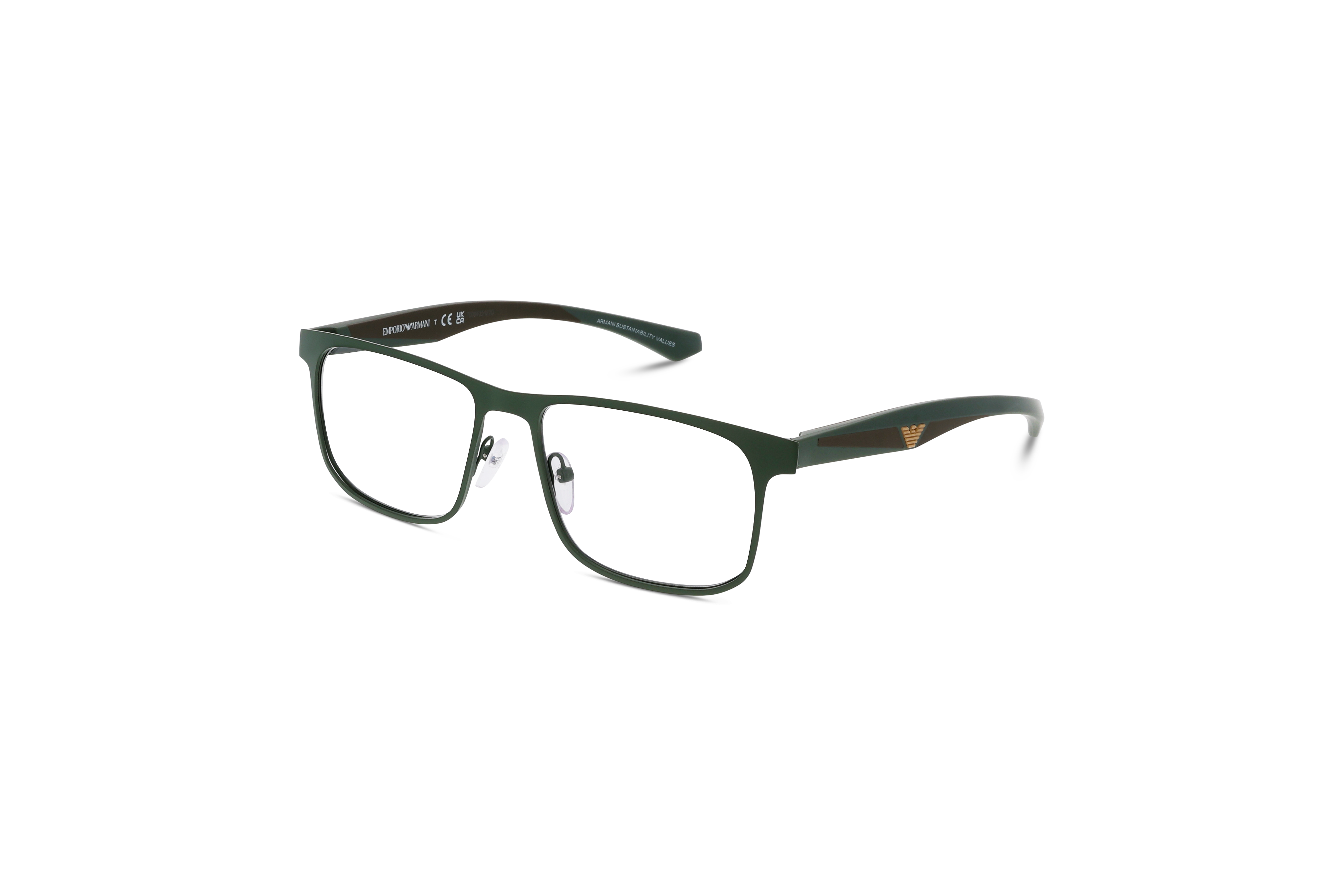 45° Ansicht der Brille Emporio Armani EA1163 in Grün auf weißem Hintergrund.