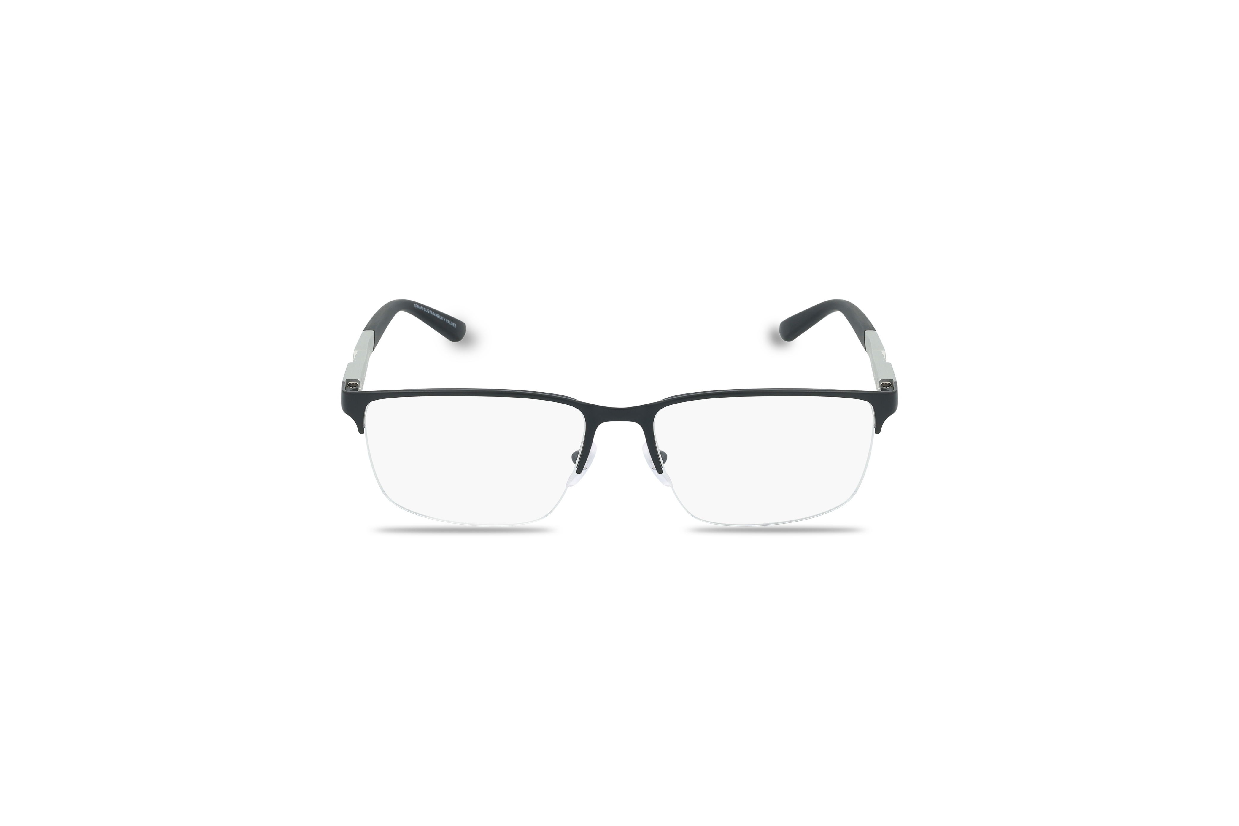 Die Brille Emporio Armani EA1164 in Schwarz auf weißem Hintergrund in Frontalansicht.
