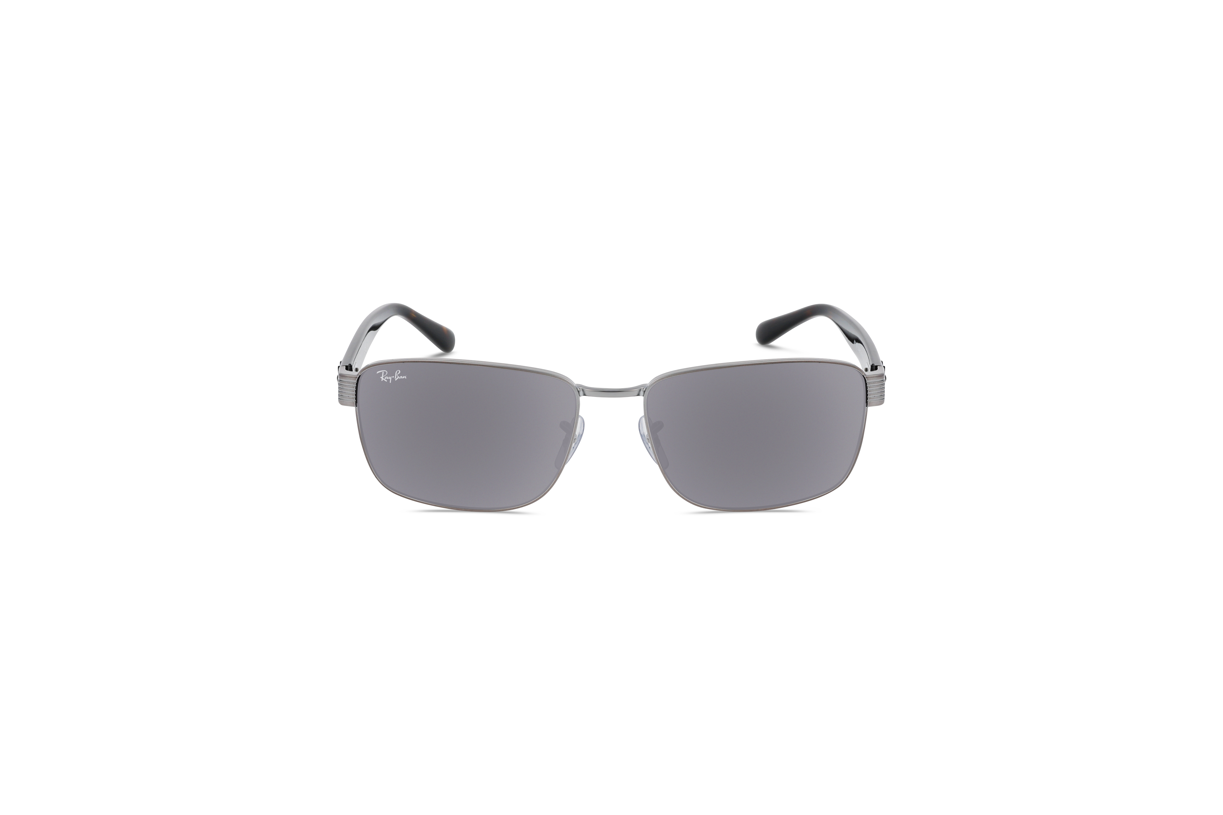 Die Sonnenbrille Ray-Ban RB3750 in Metallisch auf weißem Hintergrund in Frontalansicht.