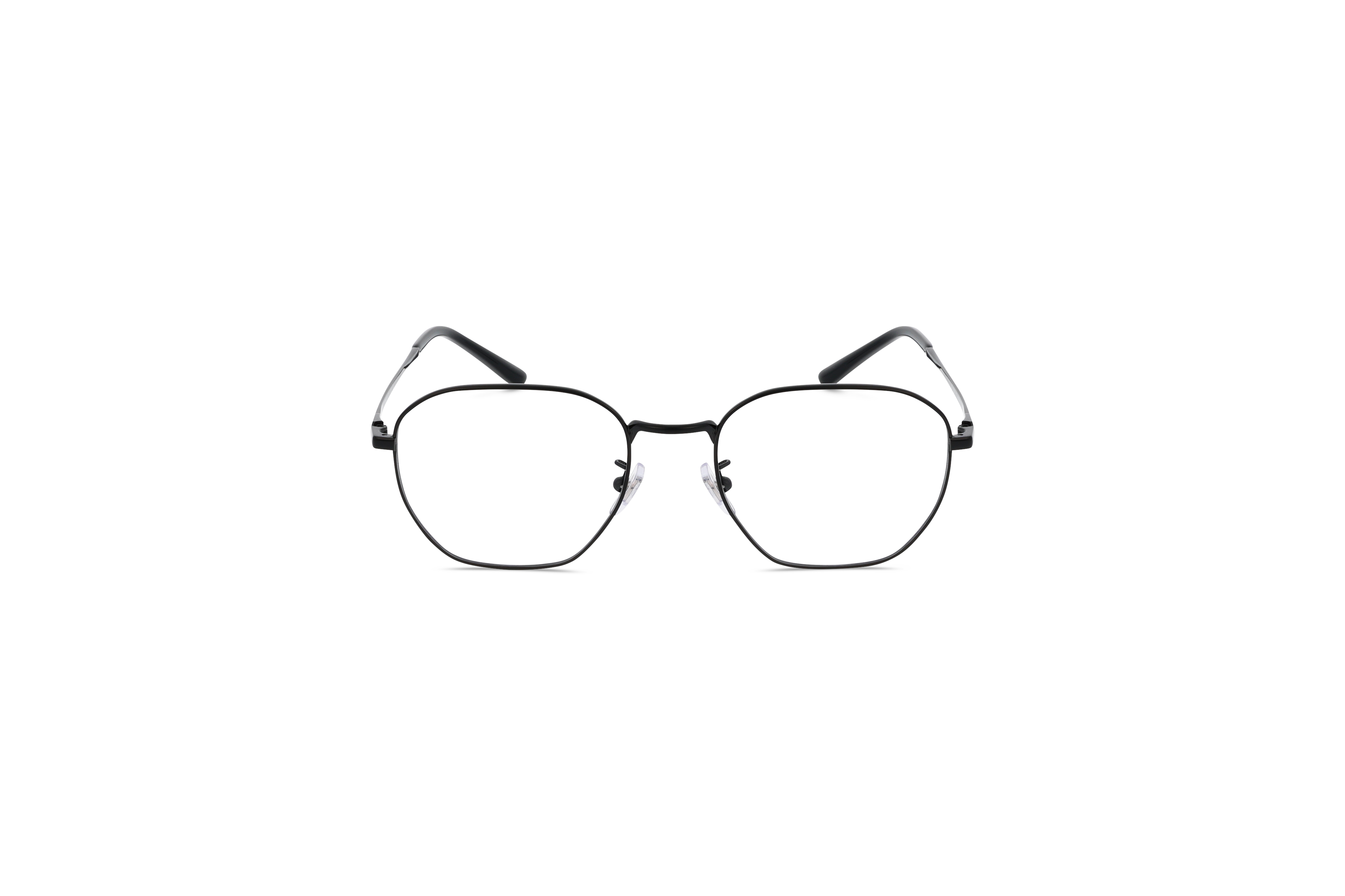 Die Brille Ray-Ban RX8777D in Schwarz auf weißem Hintergrund in Frontalansicht.