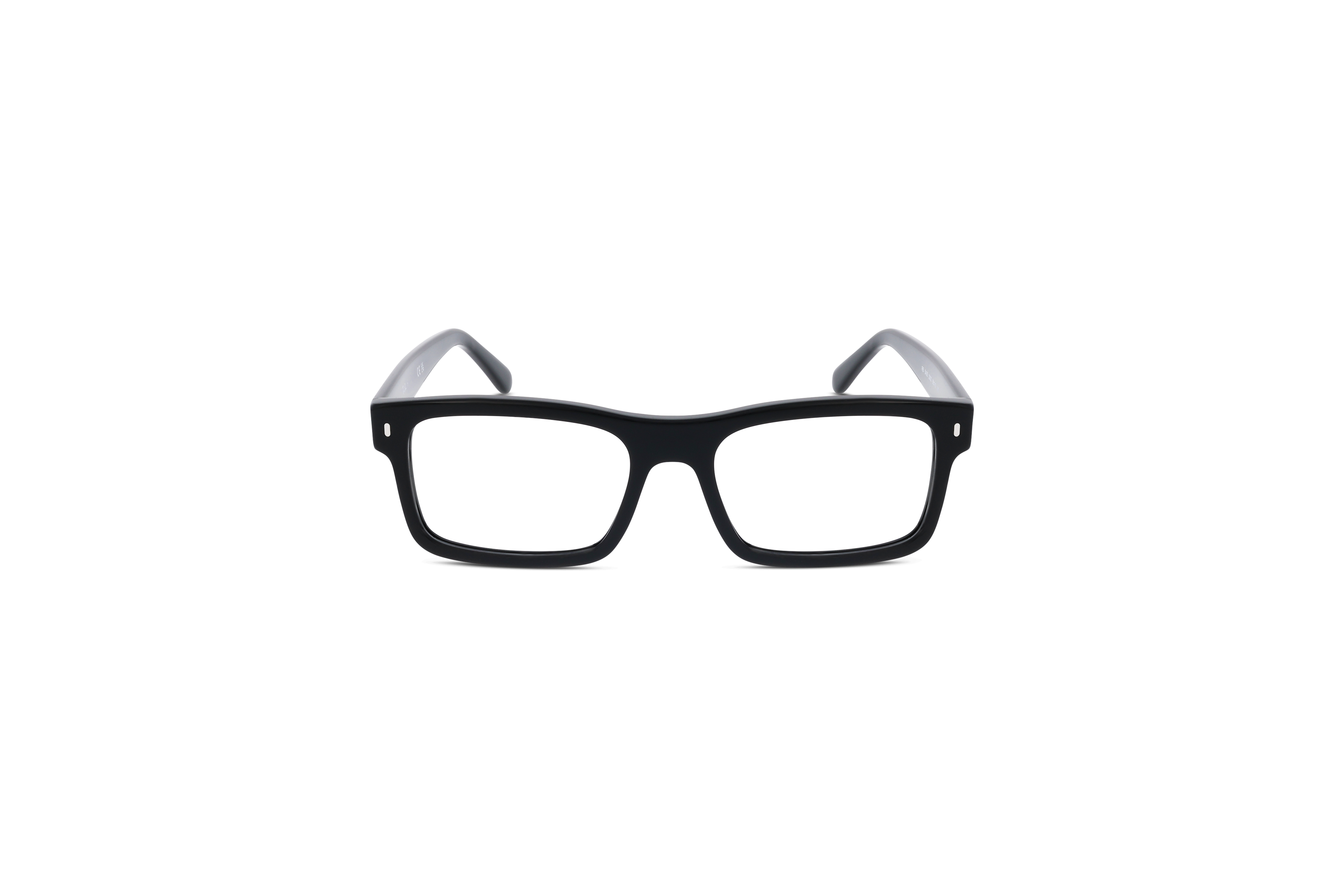 Die Brille Ray-Ban RX5435 in Schwarz auf weißem Hintergrund in Frontalansicht.