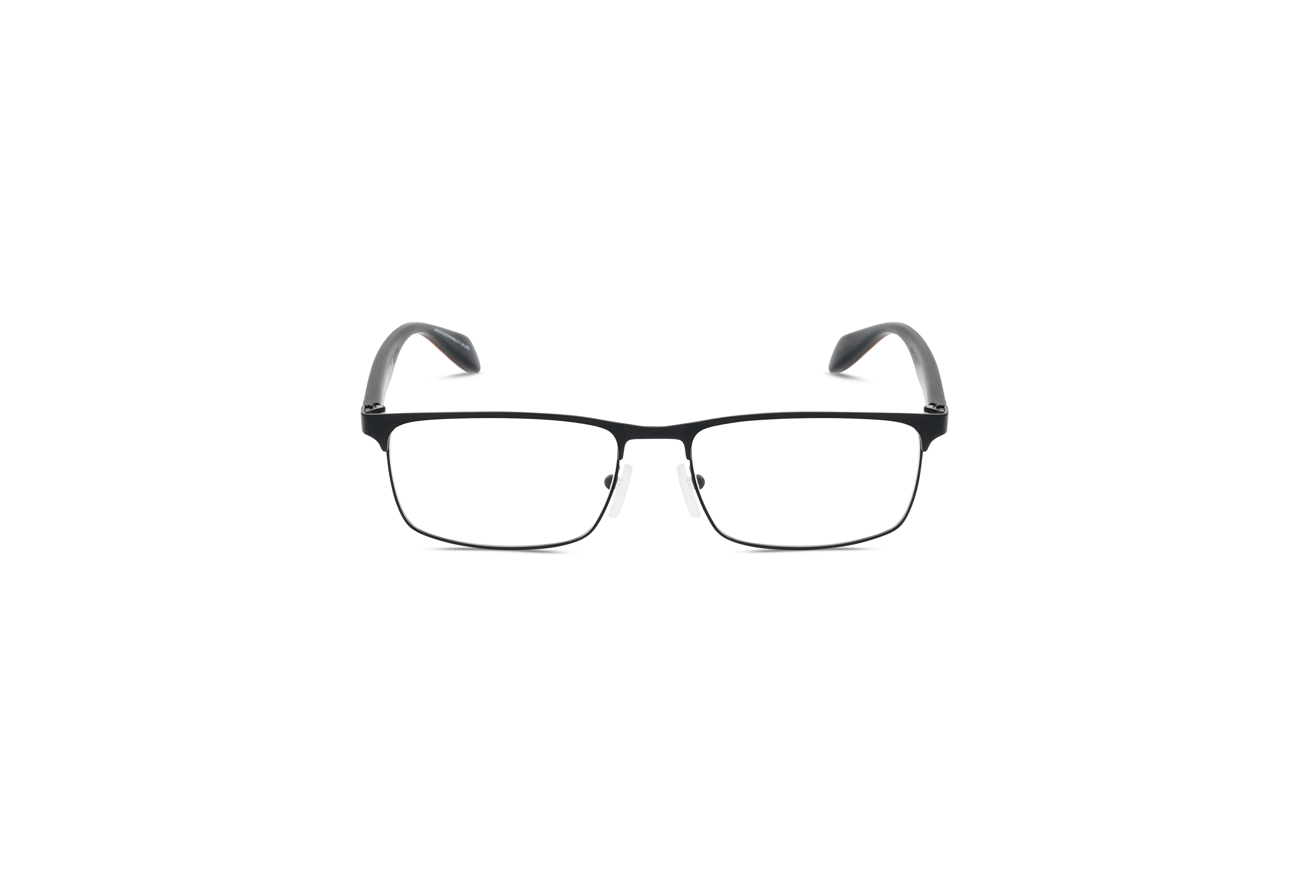 Die Brille Emporio Armani EA1149 in Schwarz auf weißem Hintergrund in Frontalansicht.