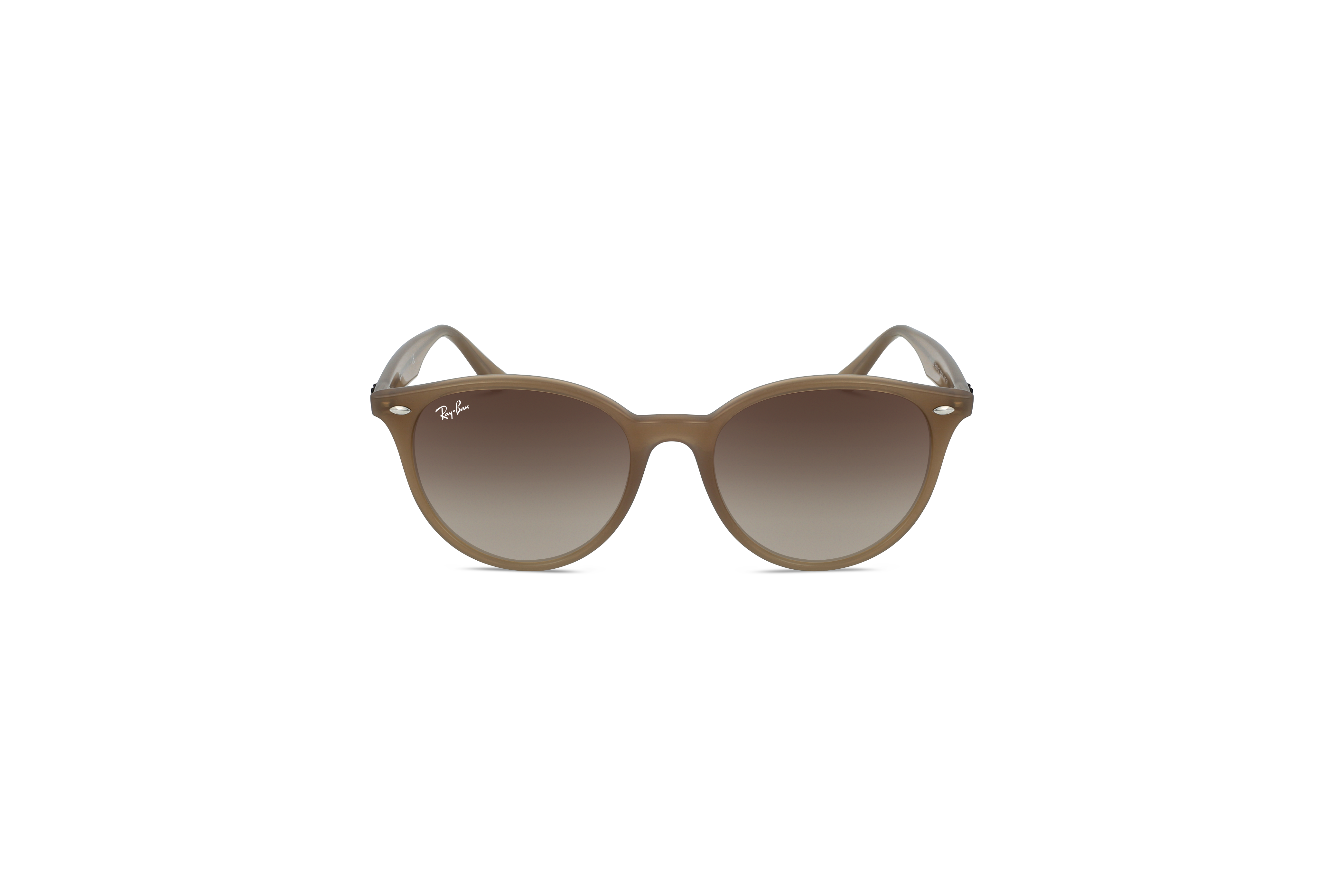 Die Sonnenbrille Ray-Ban RB4305 in Beige auf weißem Hintergrund in Frontalansicht.