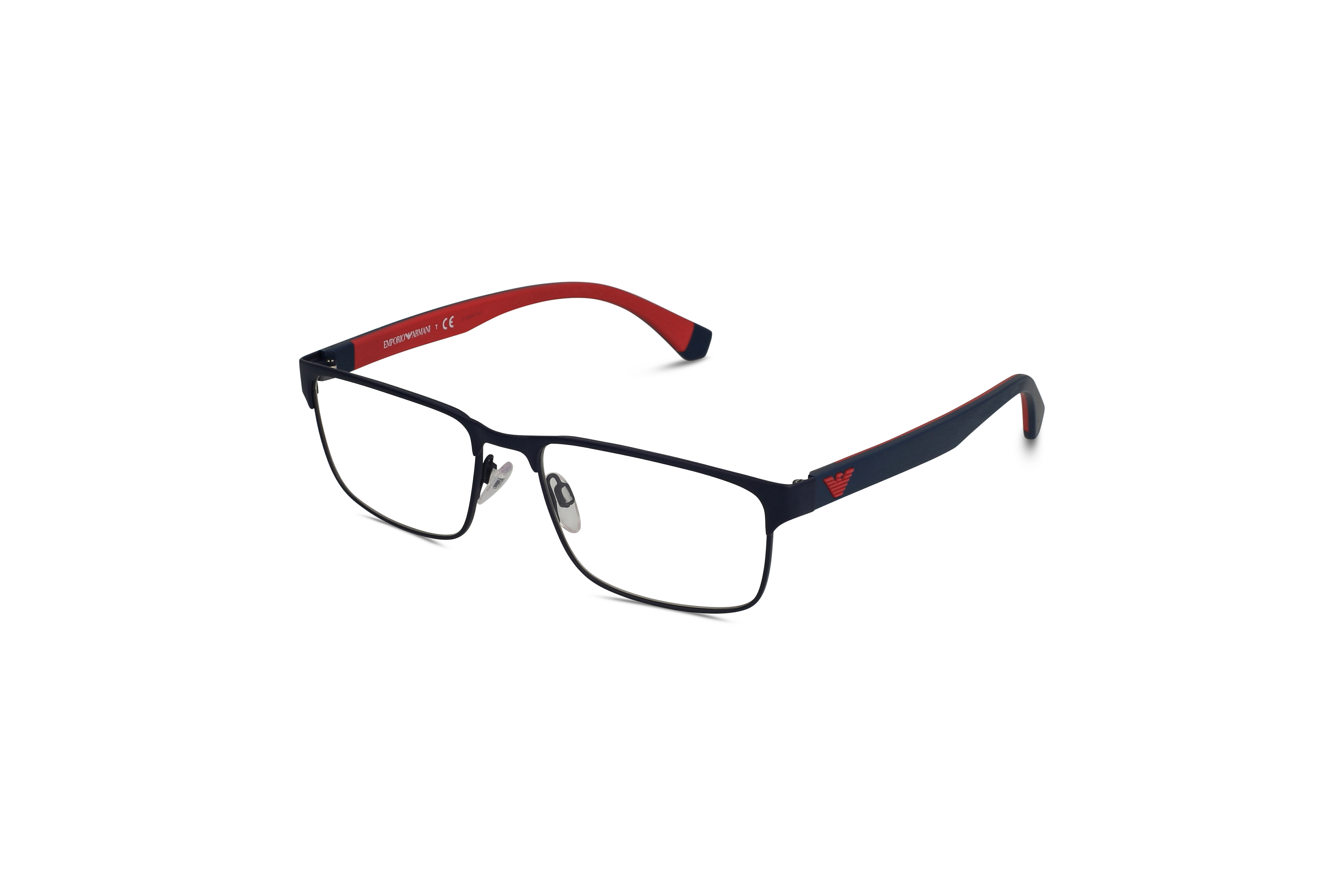 45° Ansicht der Brille Emporio Armani EA1105 in Blau auf weißem Hintergrund.