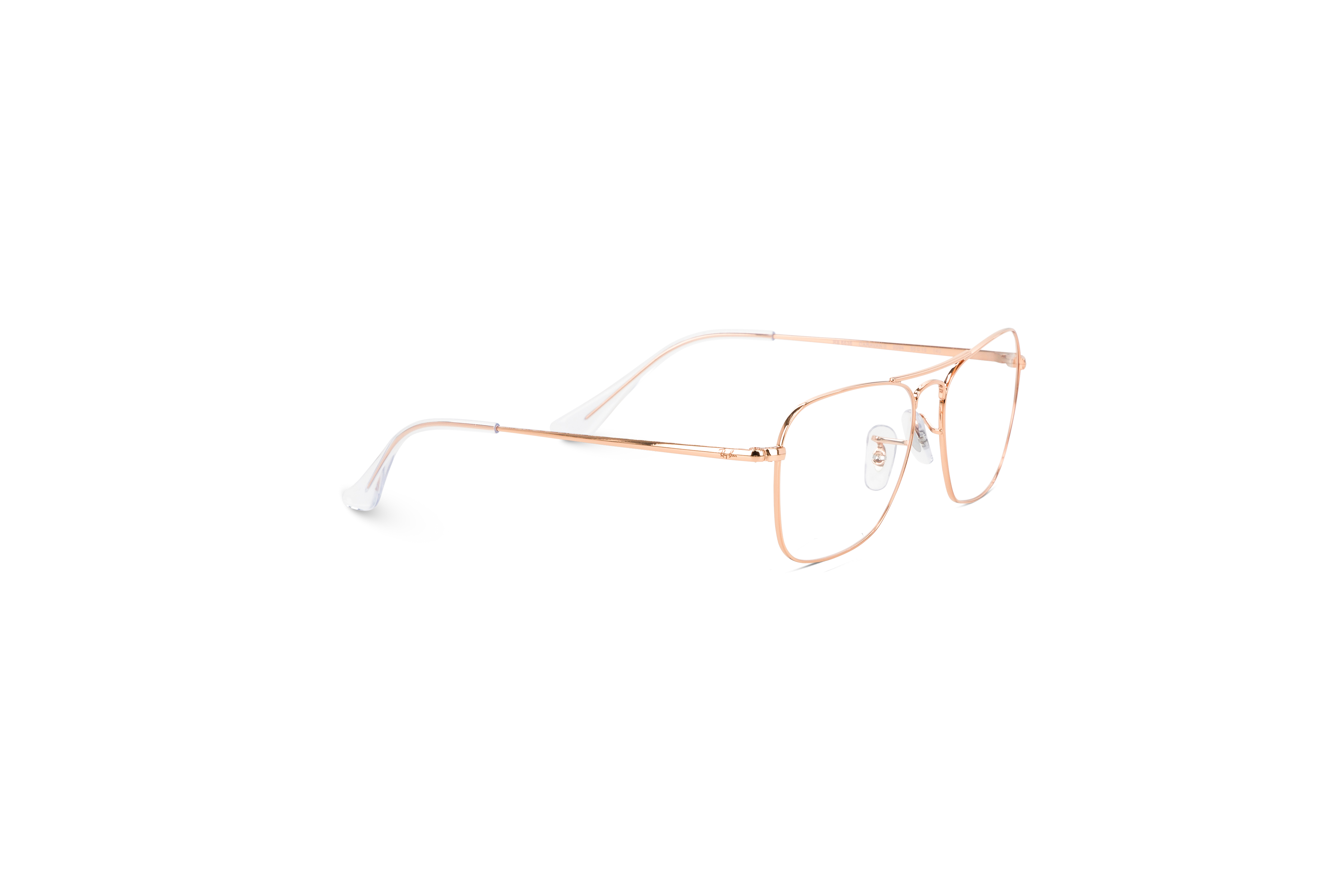 Die Brille Ray-Ban RX6536 in Gold mit Seitenansicht.
