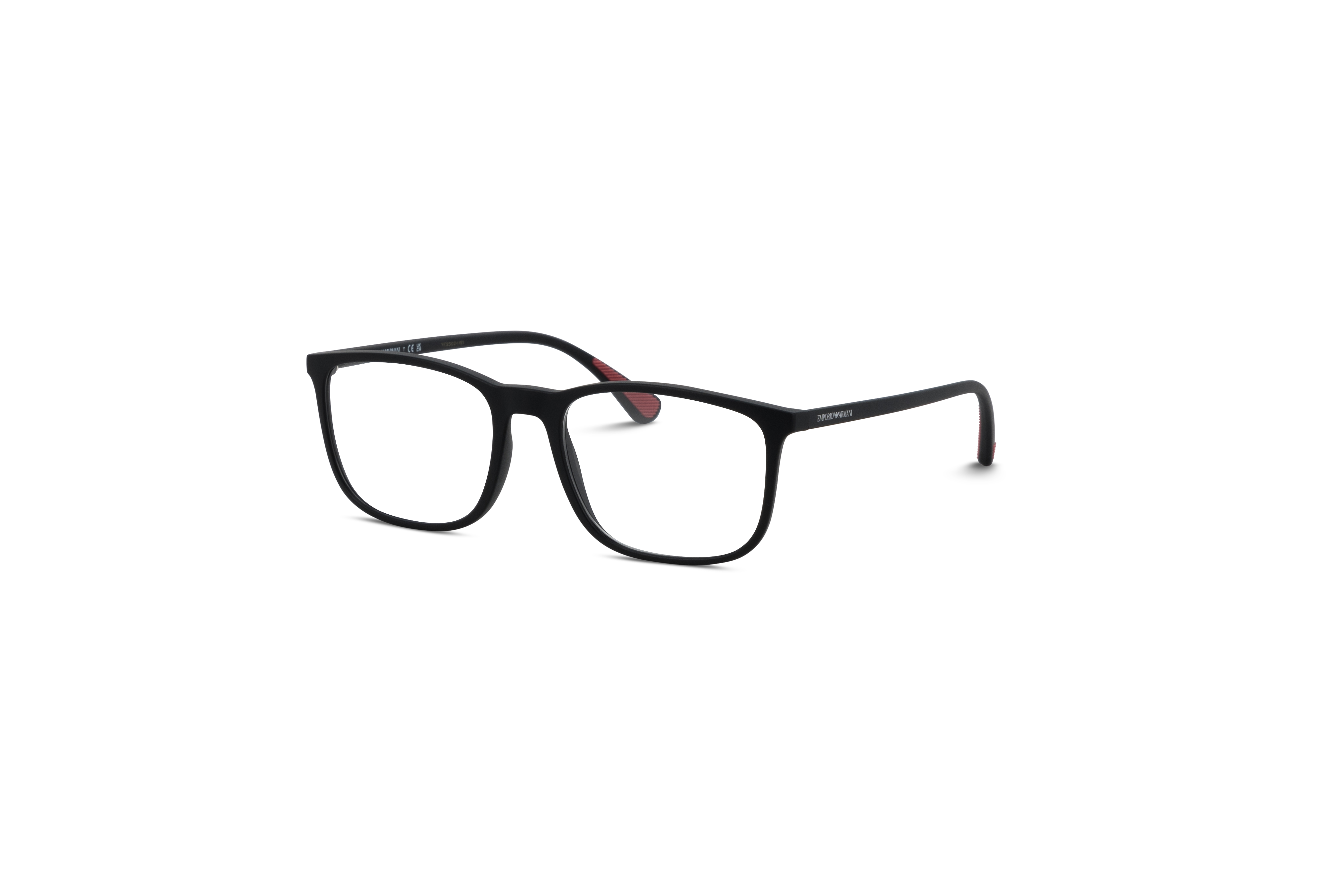 45° Ansicht der Brille Emporio Armani EA3177 in Schwarz auf weißem Hintergrund.