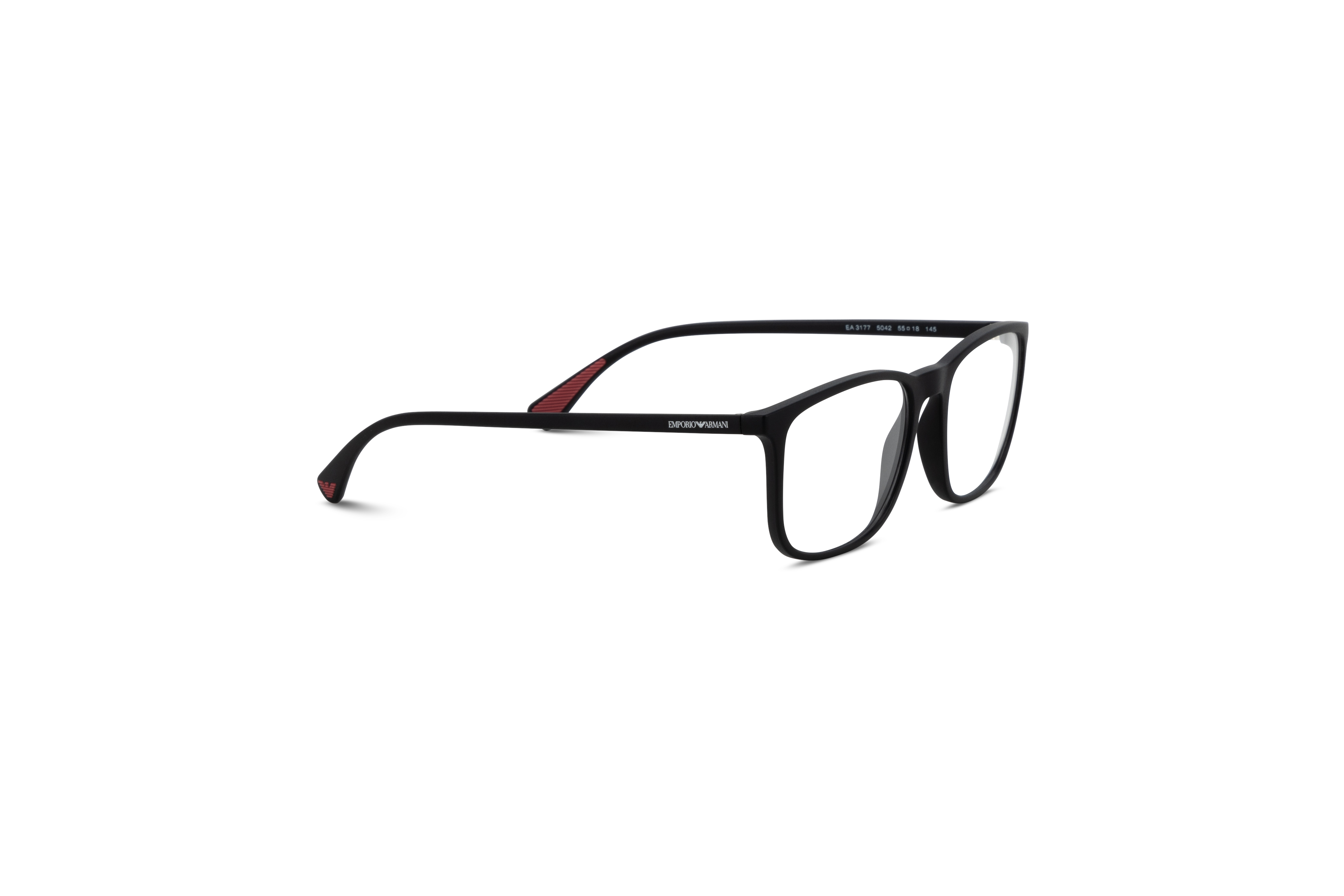 Die Brille Emporio Armani EA3177 in Schwarz mit Seitenansicht.