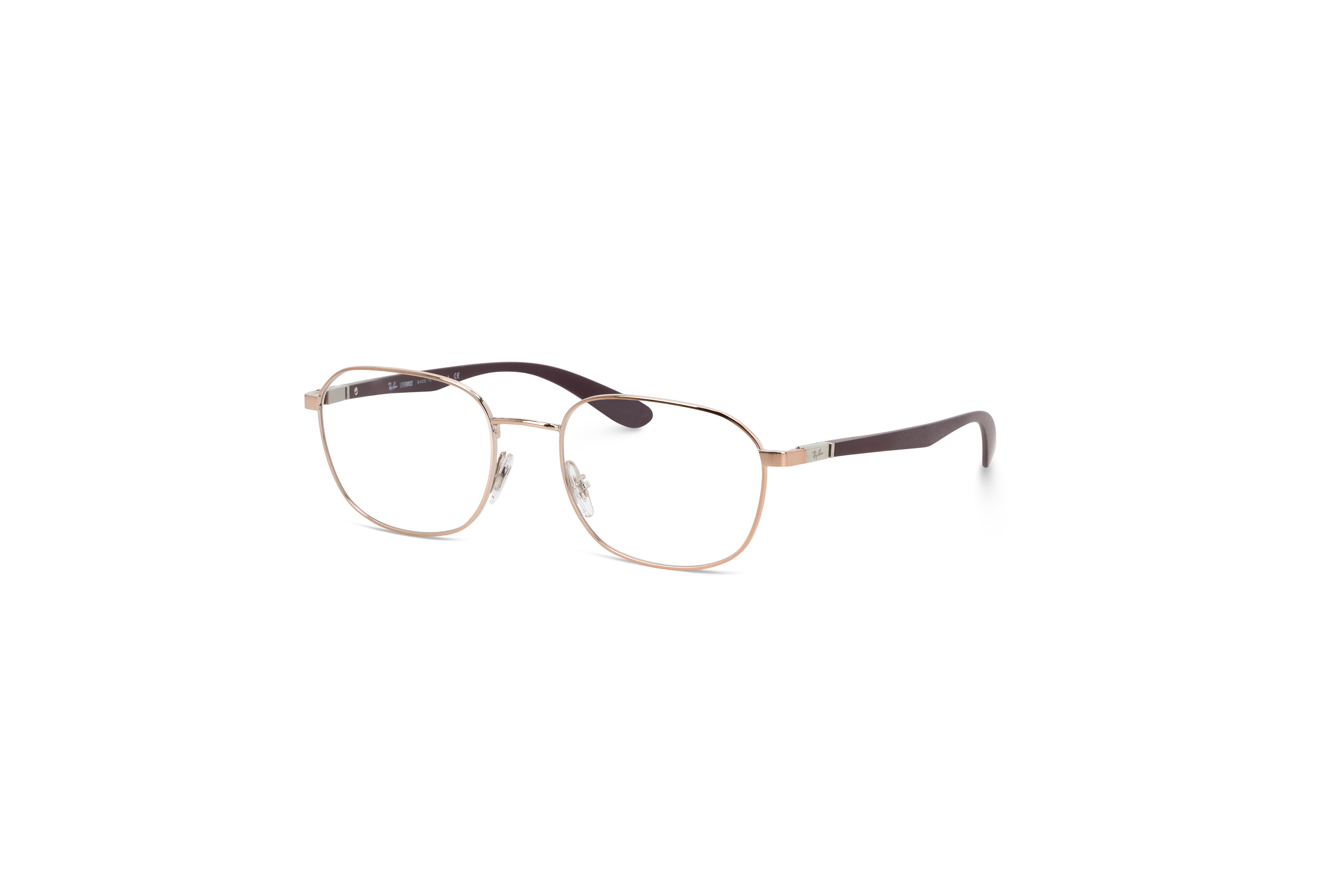 45° Ansicht der Brille Ray-Ban RX6462 in Gold auf weißem Hintergrund.