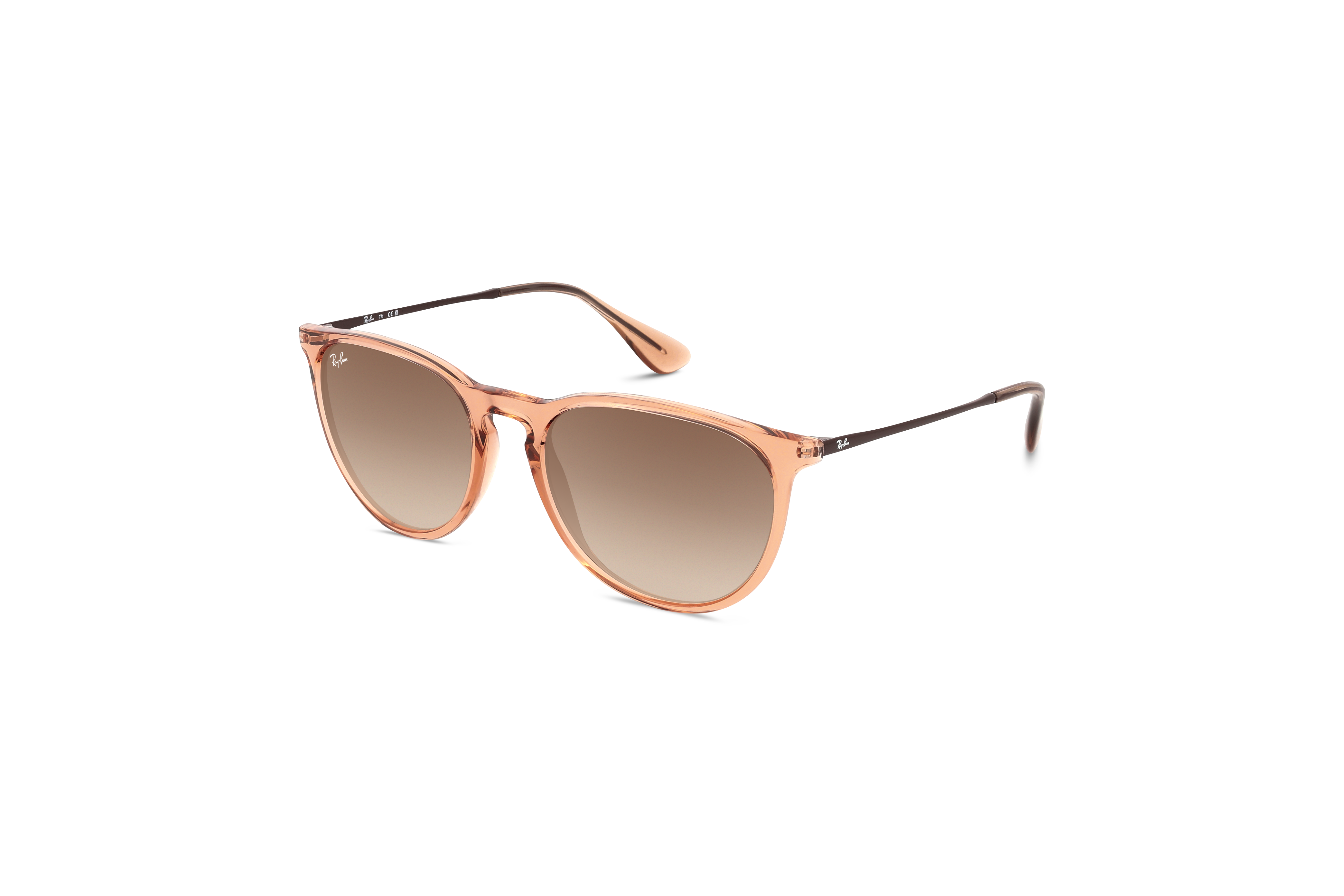 45° Ansicht der Sonnenbrille Ray-Ban Erika RB4171 in Orange auf weißem Hintergrund.