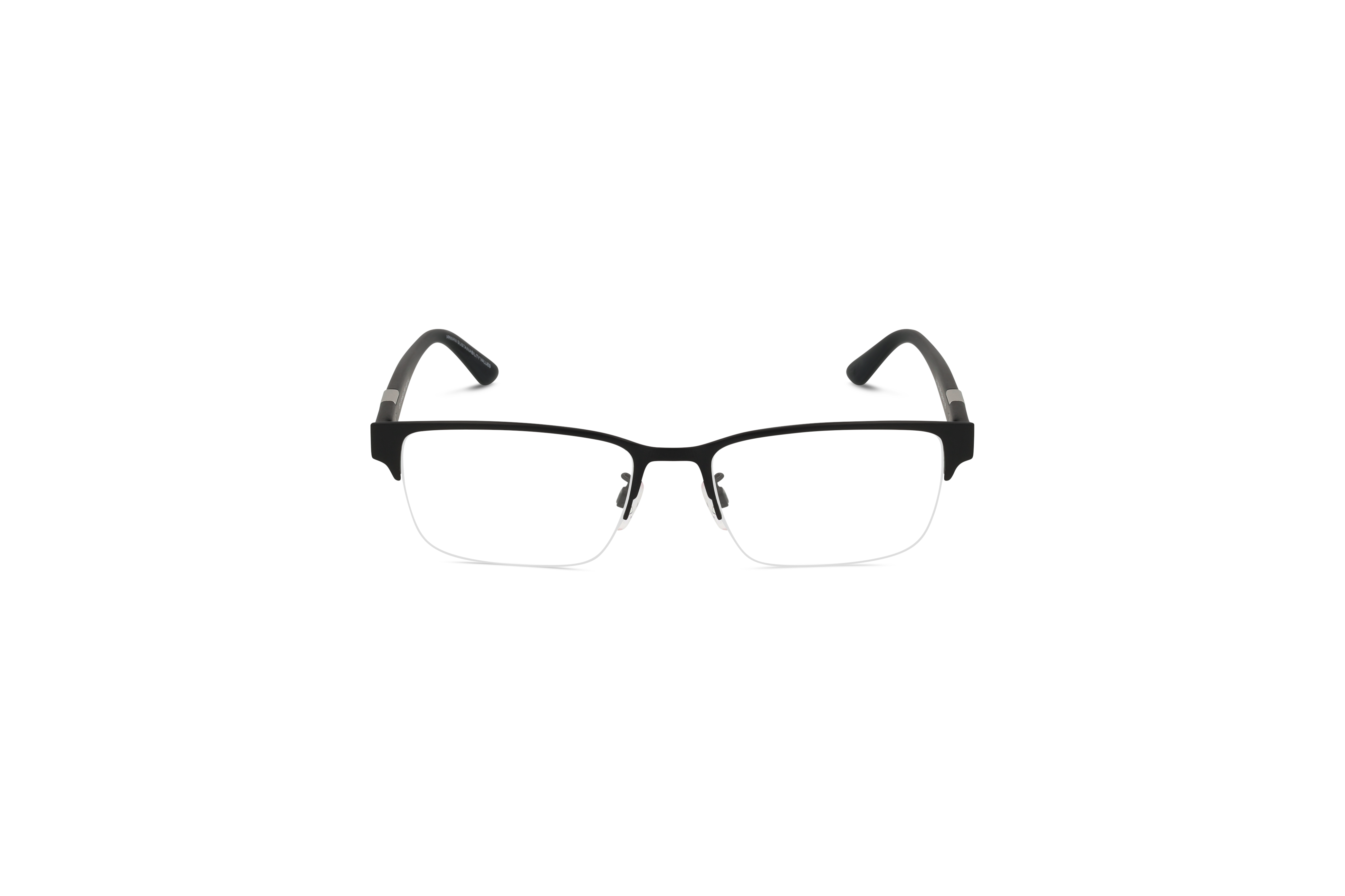 Die Brille Emporio Armani EA1129 in Schwarz auf weißem Hintergrund in Frontalansicht.