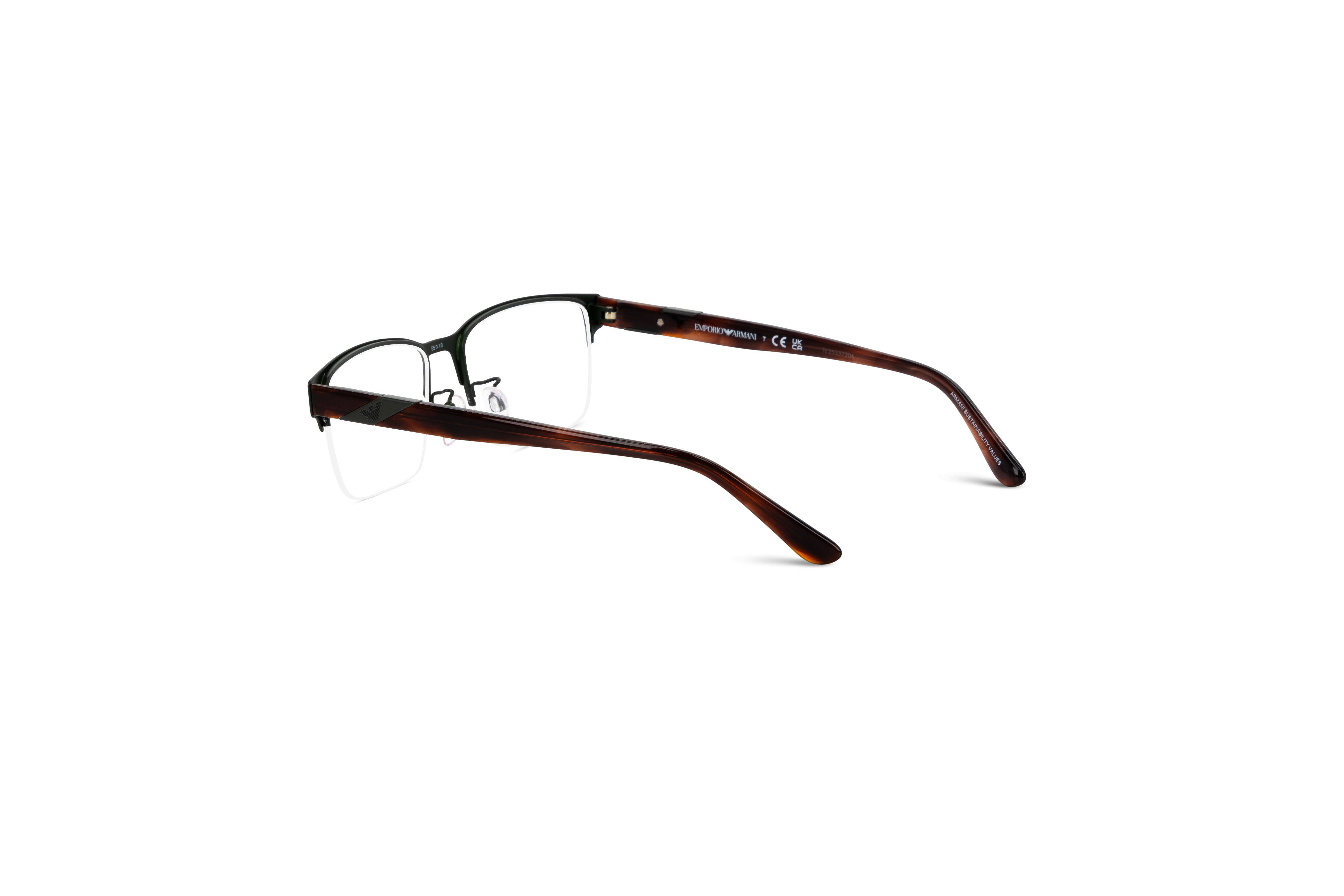 Die Brille Emporio Armani EA1129 in Grün mit Innenansicht.