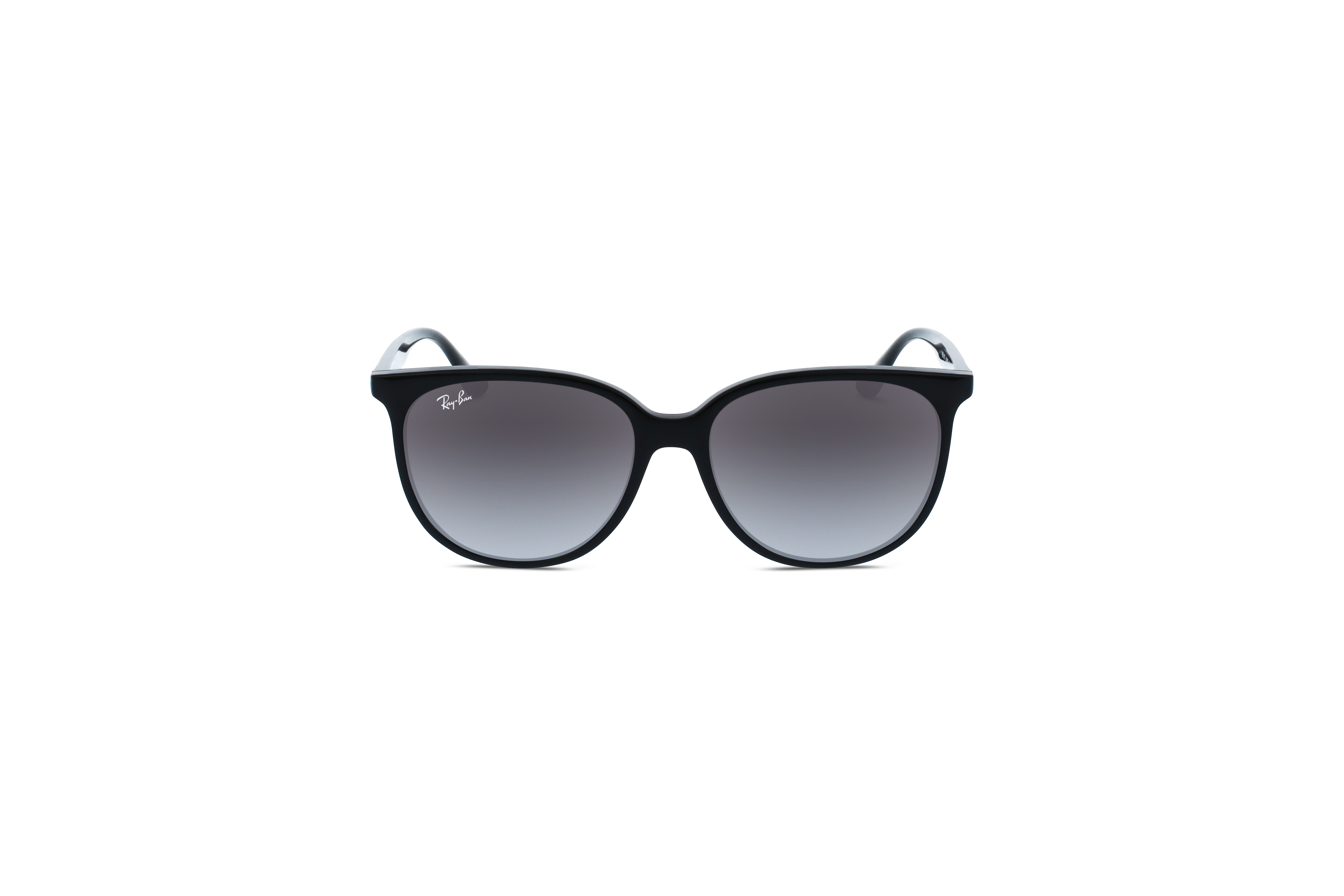 Die Sonnenbrille Ray-Ban RB4378 in Schwarz auf weißem Hintergrund in Frontalansicht.