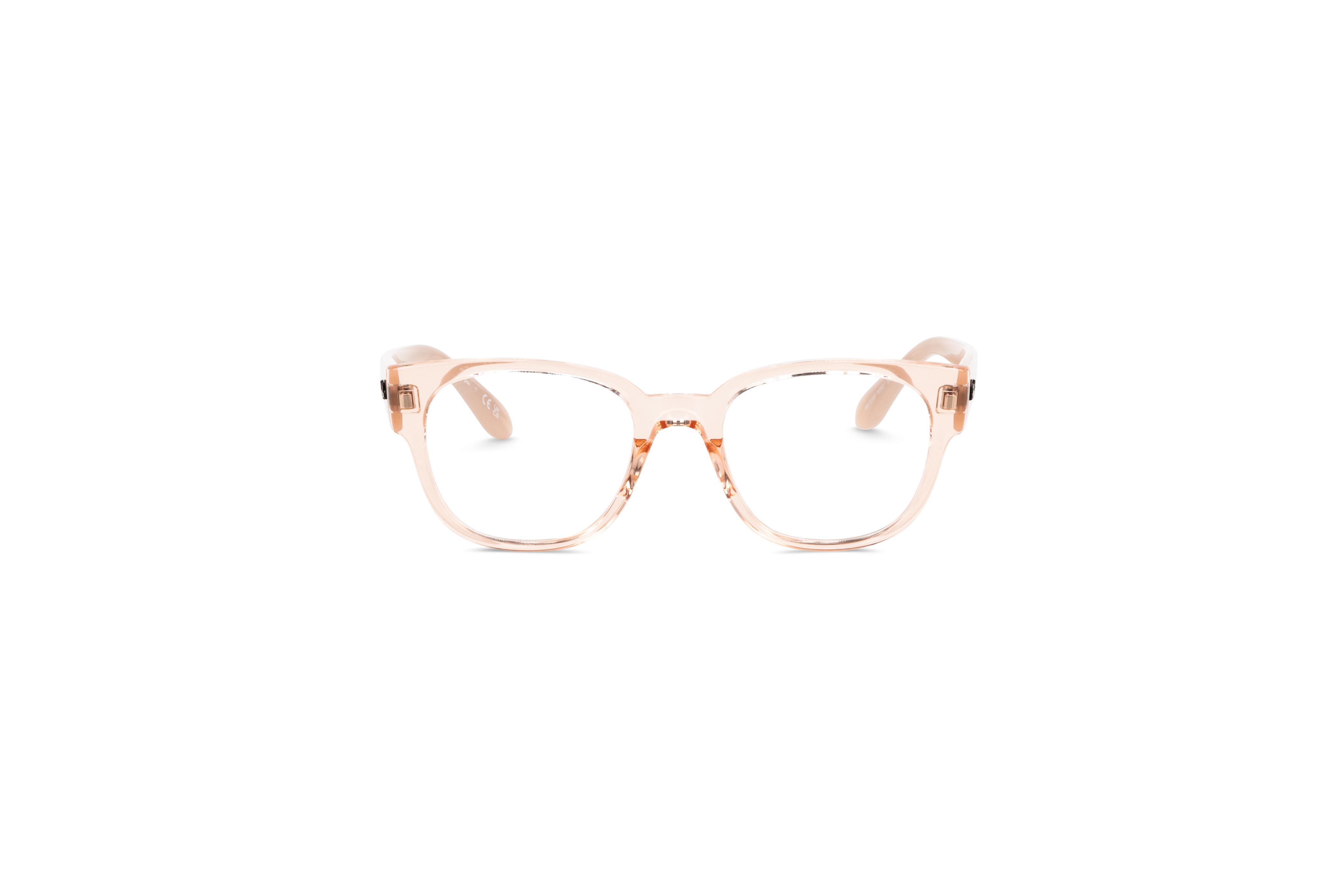 Die Brille Ray-Ban RX7210 in Orange auf weißem Hintergrund in Frontalansicht.