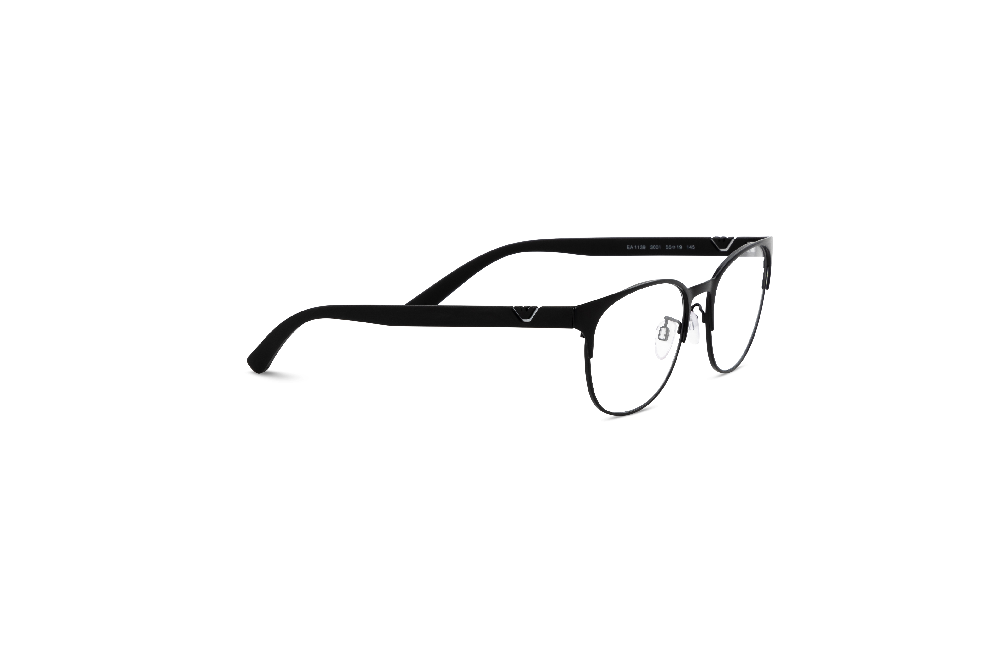 Die Brille Emporio Armani EA1139 in Schwarz mit Seitenansicht.