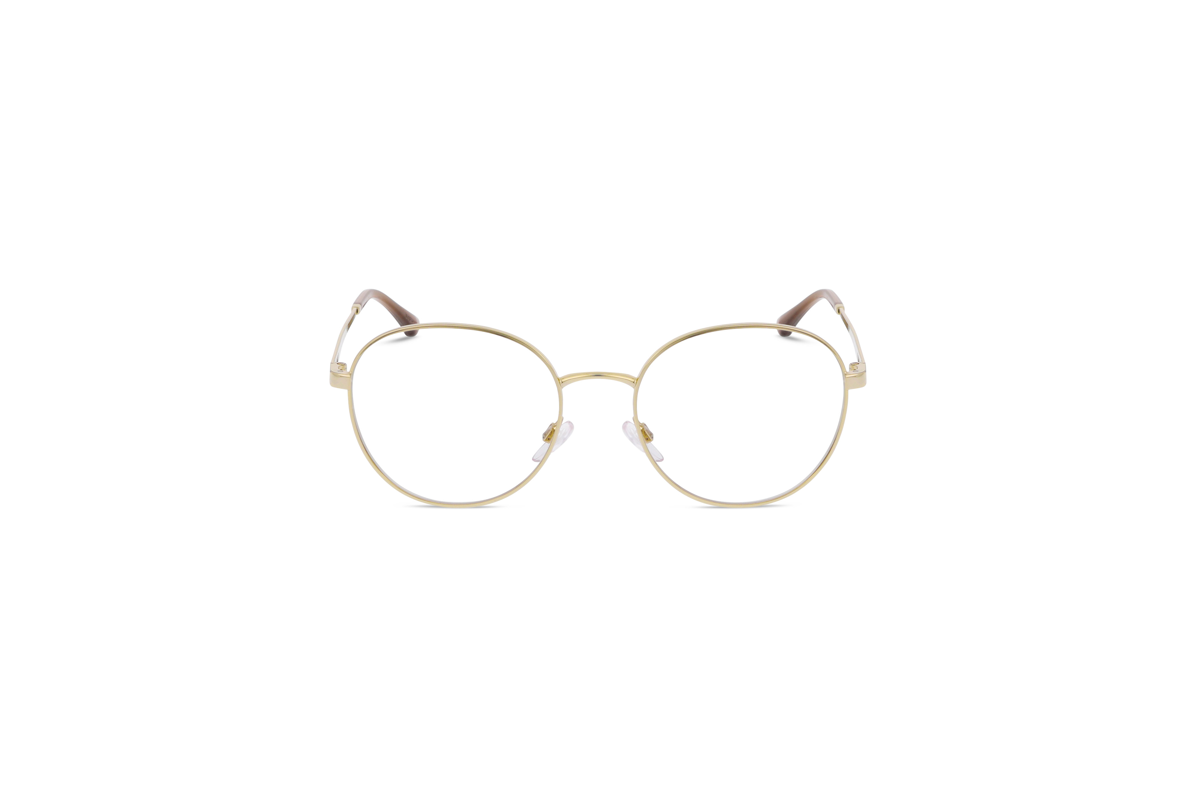 Die Brille Emporio Armani EA1144 in Gold auf weißem Hintergrund in Frontalansicht.