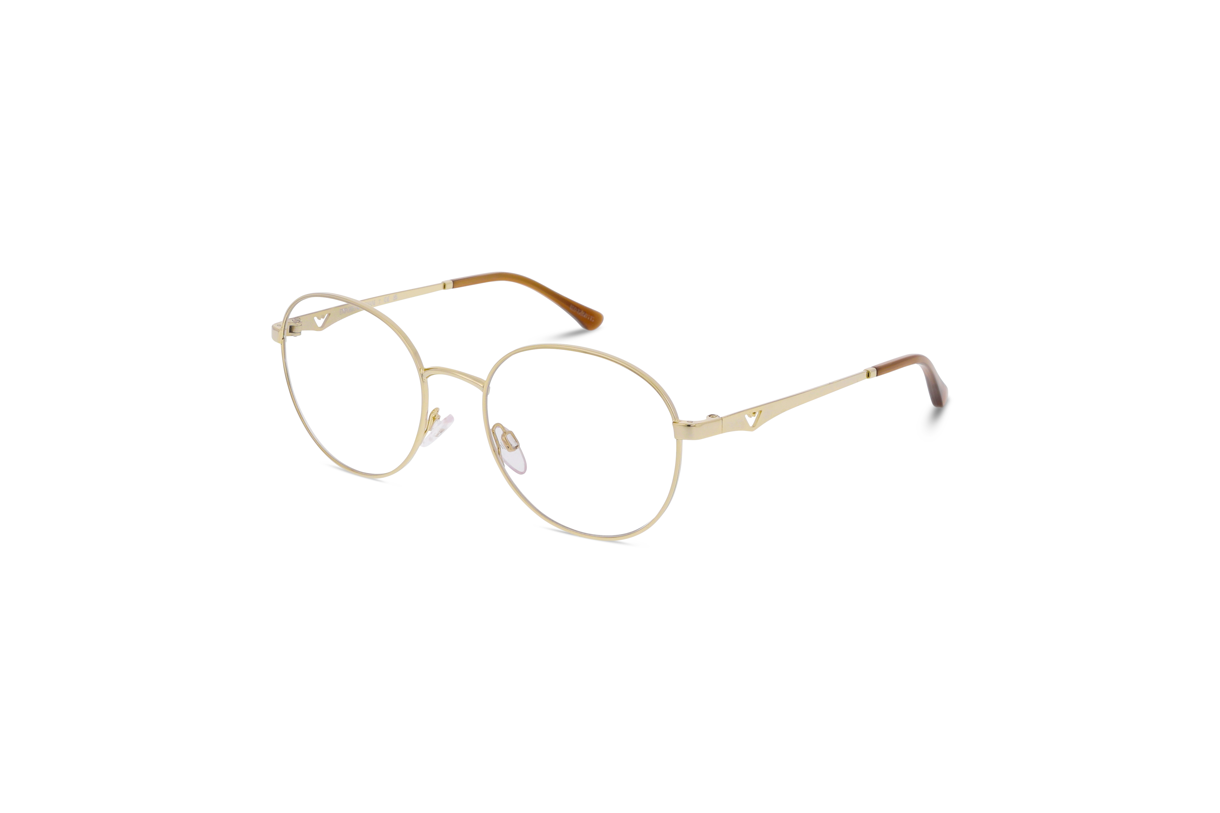45° Ansicht der Brille Emporio Armani EA1144 in Gold auf weißem Hintergrund.