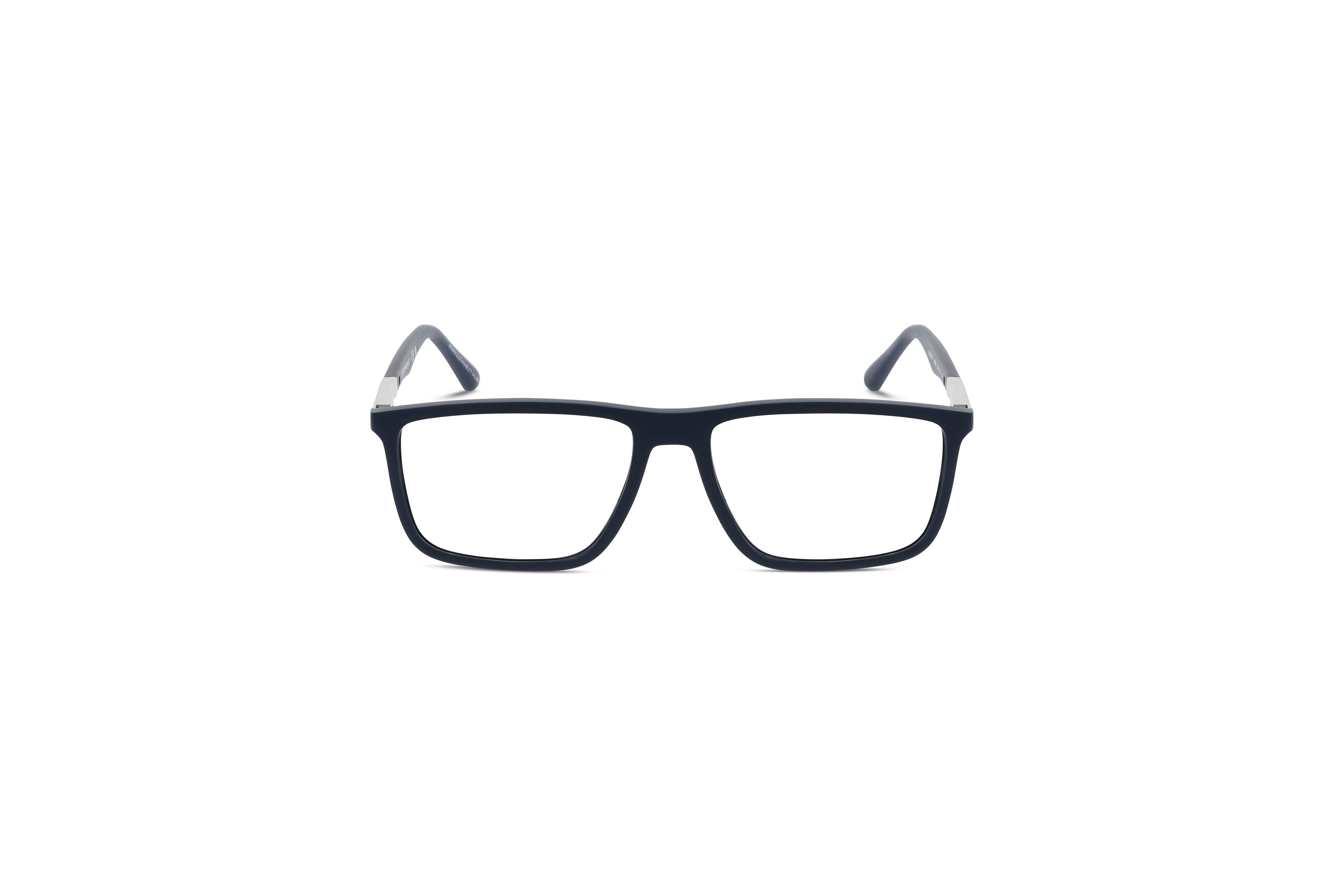 Die Brille Emporio Armani EA3221 in Blau auf weißem Hintergrund in Frontalansicht.