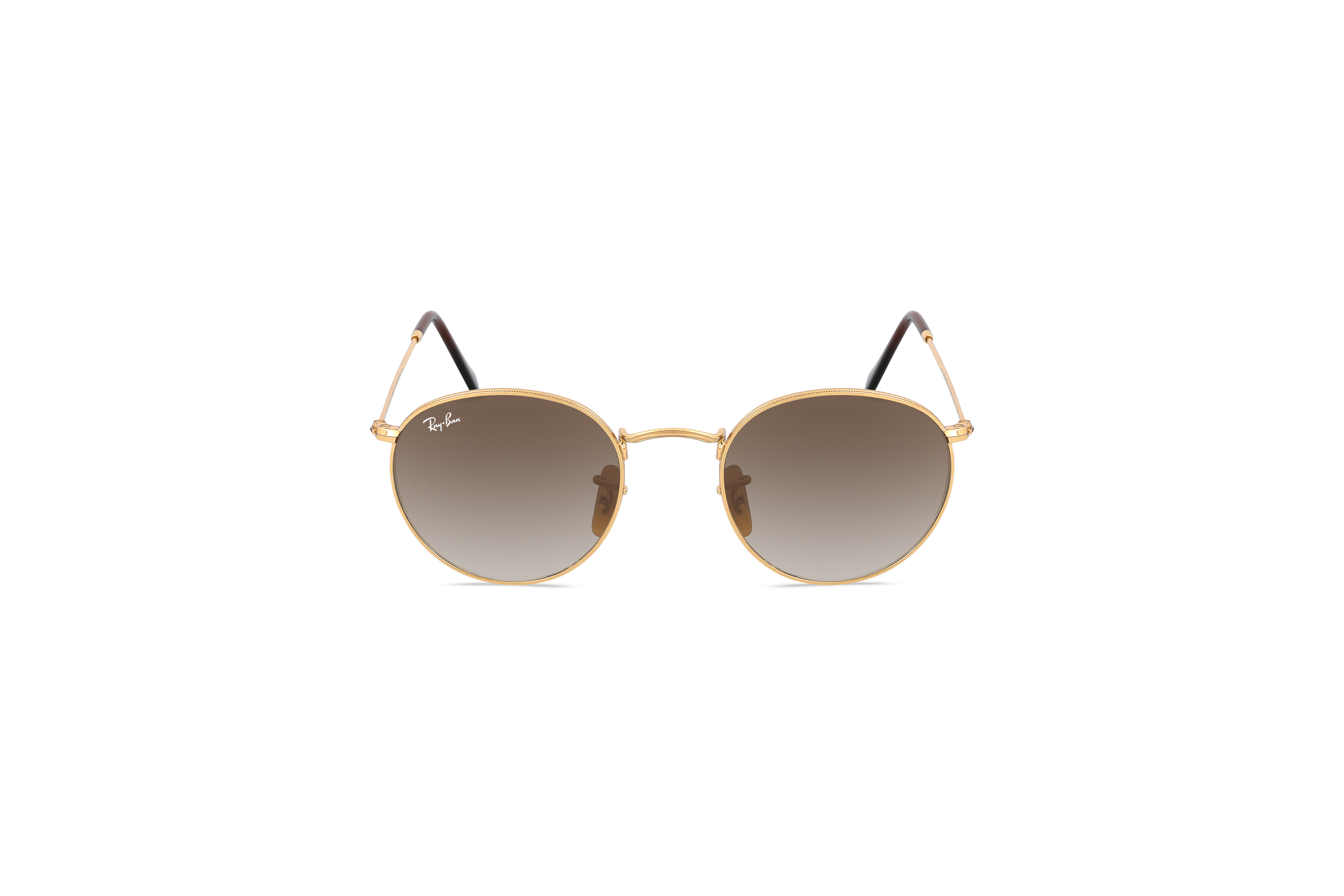 Die Sonnenbrille Ray-Ban RB3447 in Gold auf weißem Hintergrund in Frontalansicht.