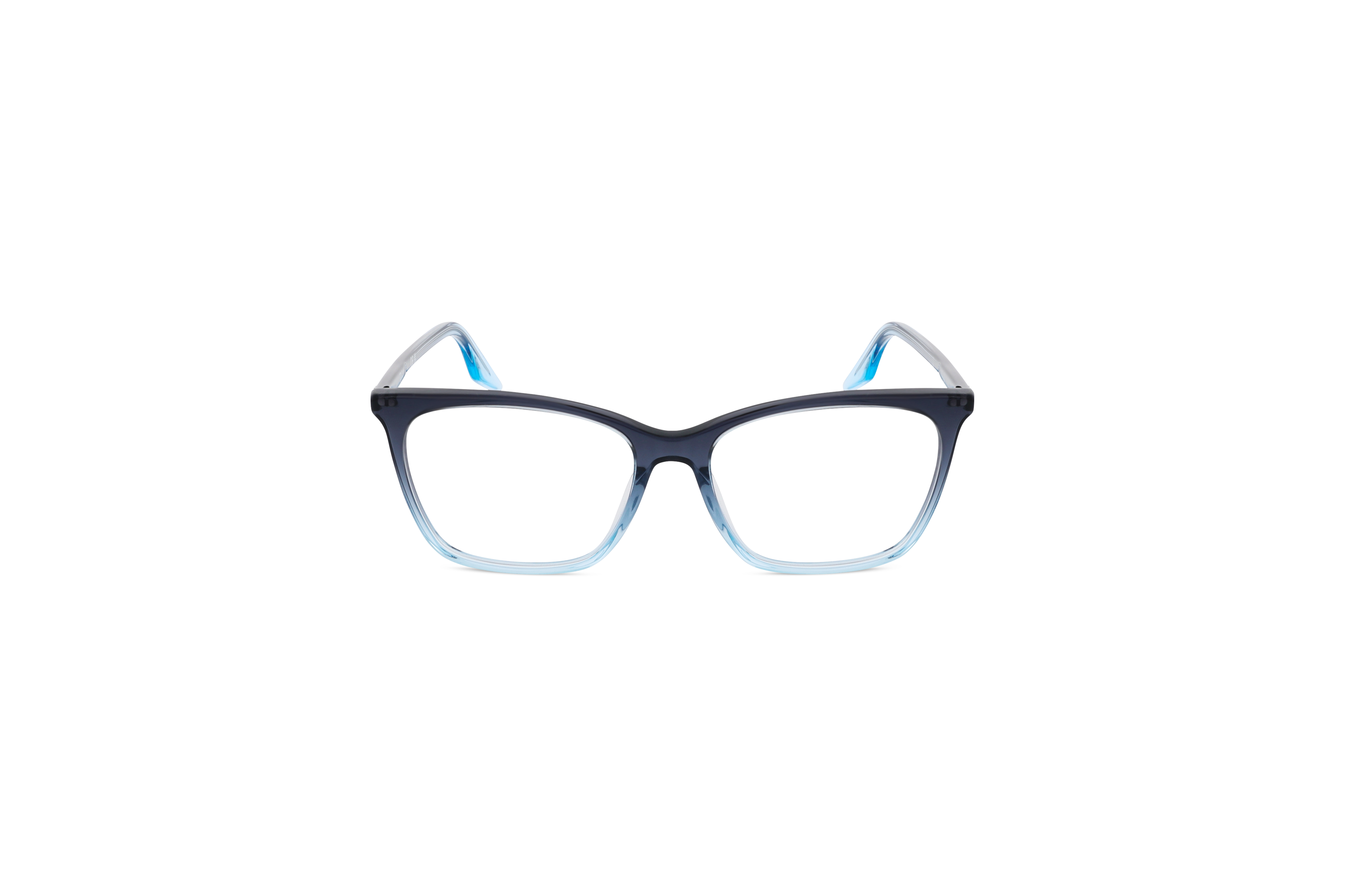 Die Brille Ray-Ban RX5422 in Blau auf weißem Hintergrund in Frontalansicht.