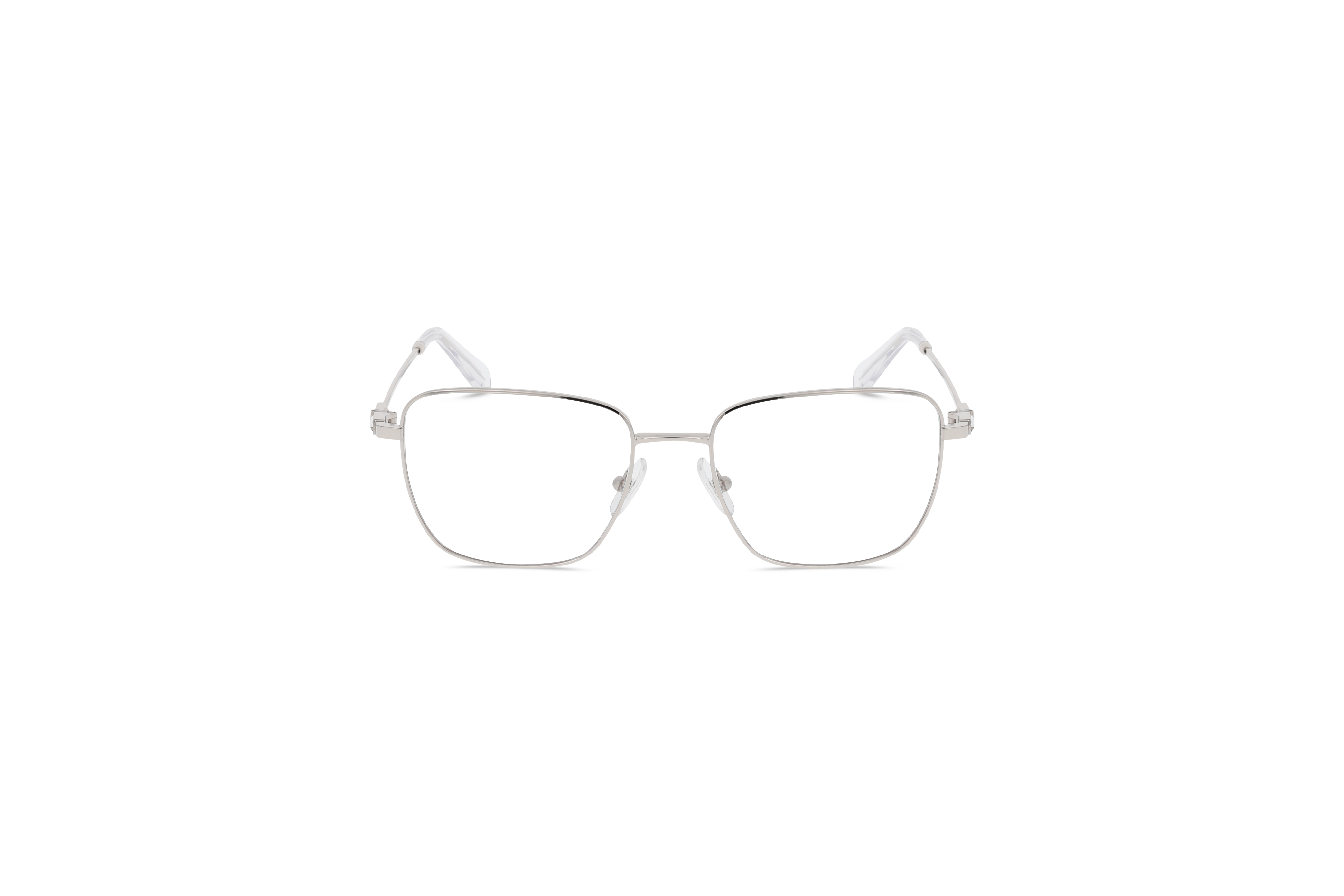 Die Brille Swarovski SK1003 in Silber auf weißem Hintergrund in Frontalansicht.