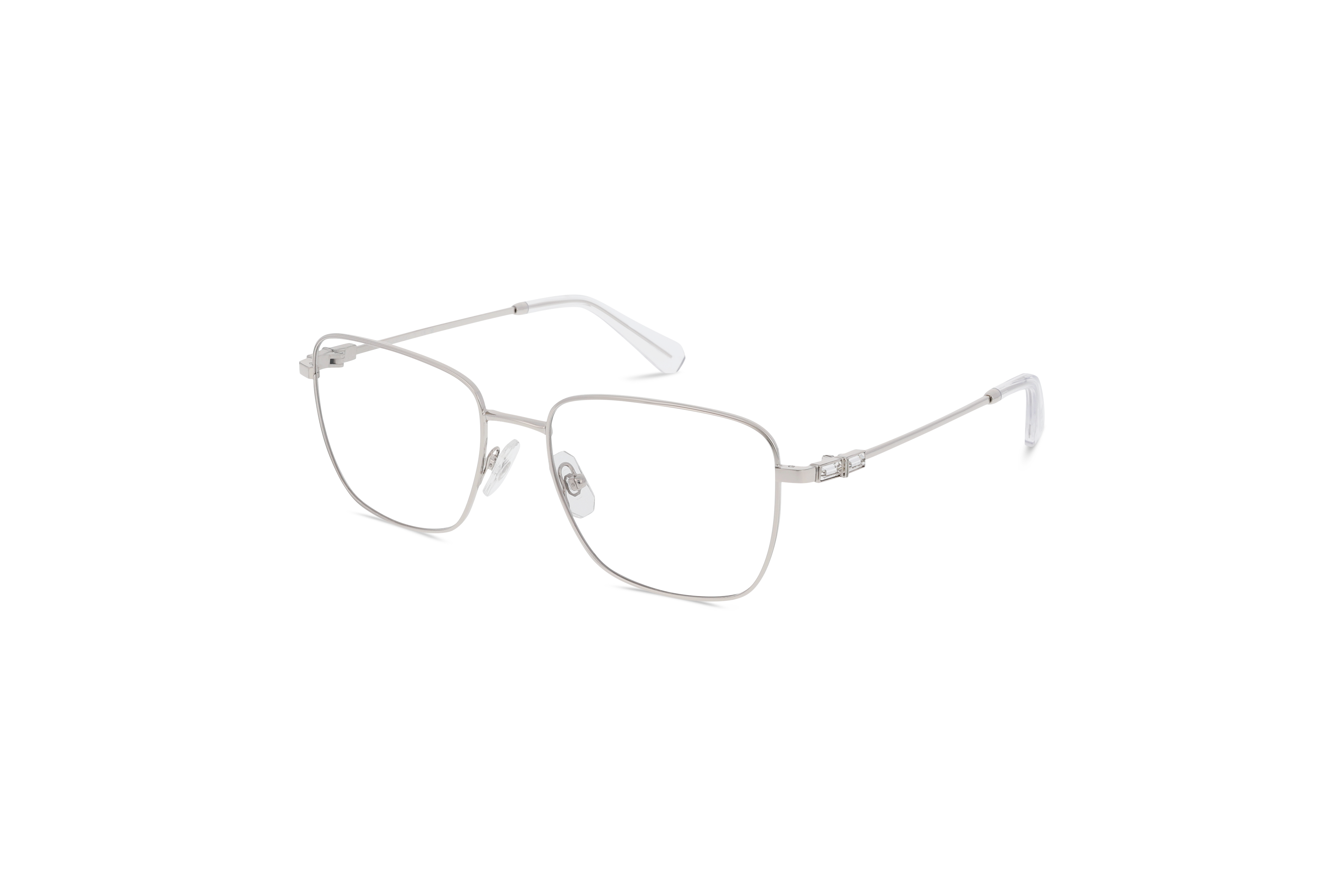 45° Ansicht der Brille Swarovski Swarovski SK1003 in Silber auf weißem Hintergrund.