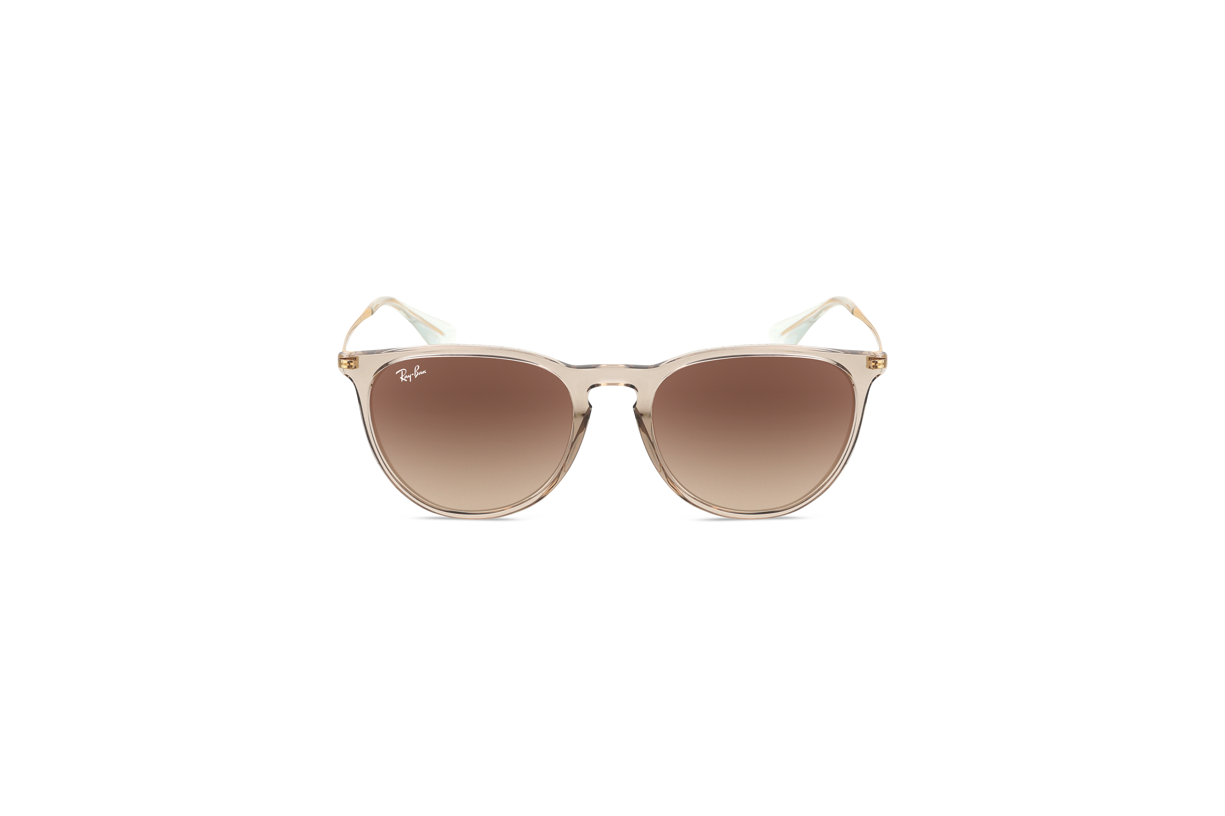 Die Sonnenbrille Ray-Ban Erika RB4171 in Transparent auf weißem Hintergrund in Frontalansicht.