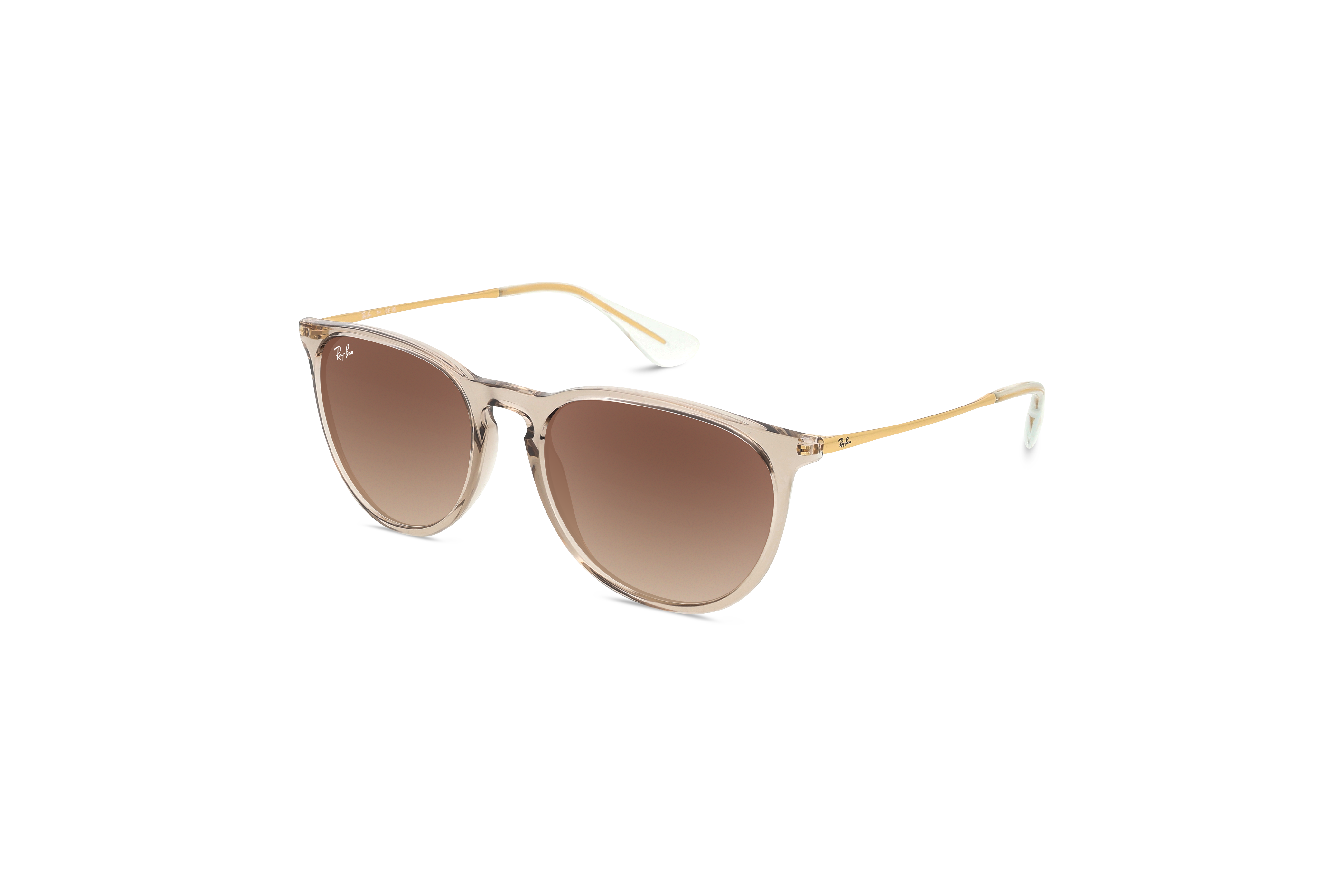 45° Ansicht der Sonnenbrille Ray-Ban Erika RB4171 in Transparent auf weißem Hintergrund.