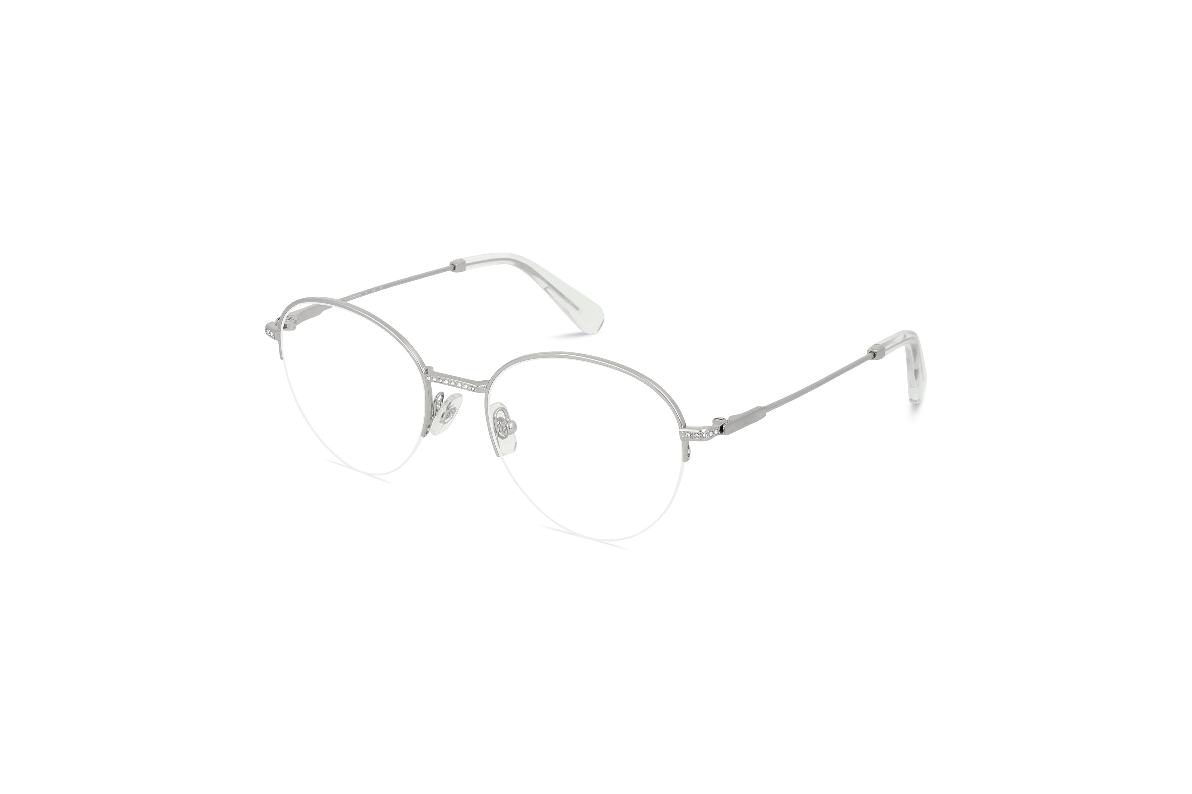 45° Ansicht der Brille Swarovski SK1004 in Silber auf weißem Hintergrund.