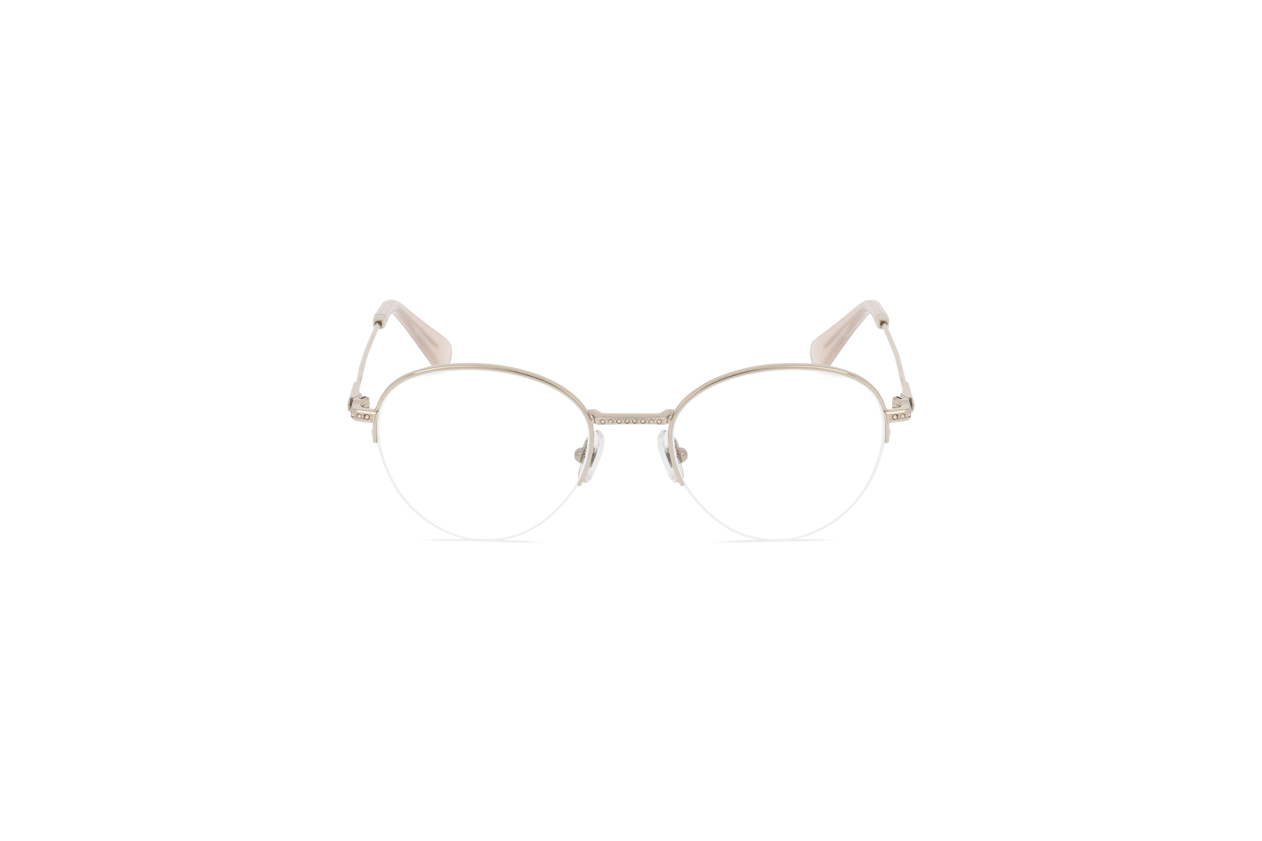 Die Brille Swarovski SK1004 in Gold auf weißem Hintergrund in Frontalansicht.